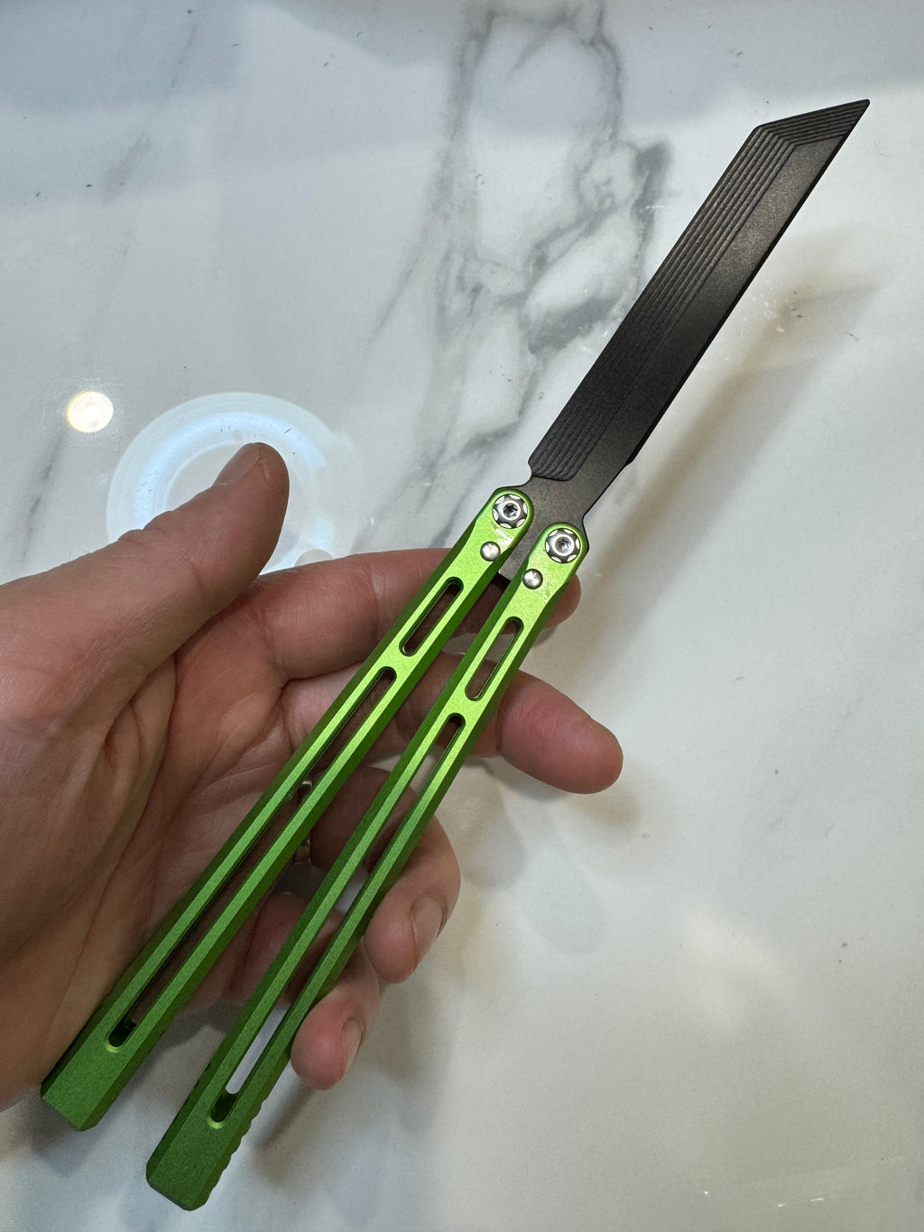 SEA SNAKE Full Aluminium Alloy Green/Black blunt blade Safe Balisong Trainer PREMIUM QUALITY Free Fast Shipping