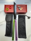 SEA SNAKE Full Aluminium Alloy Green/Purple Black blunt blade Safe Balisong Trainer PREMIUM QUALITY Free Fast Shipping