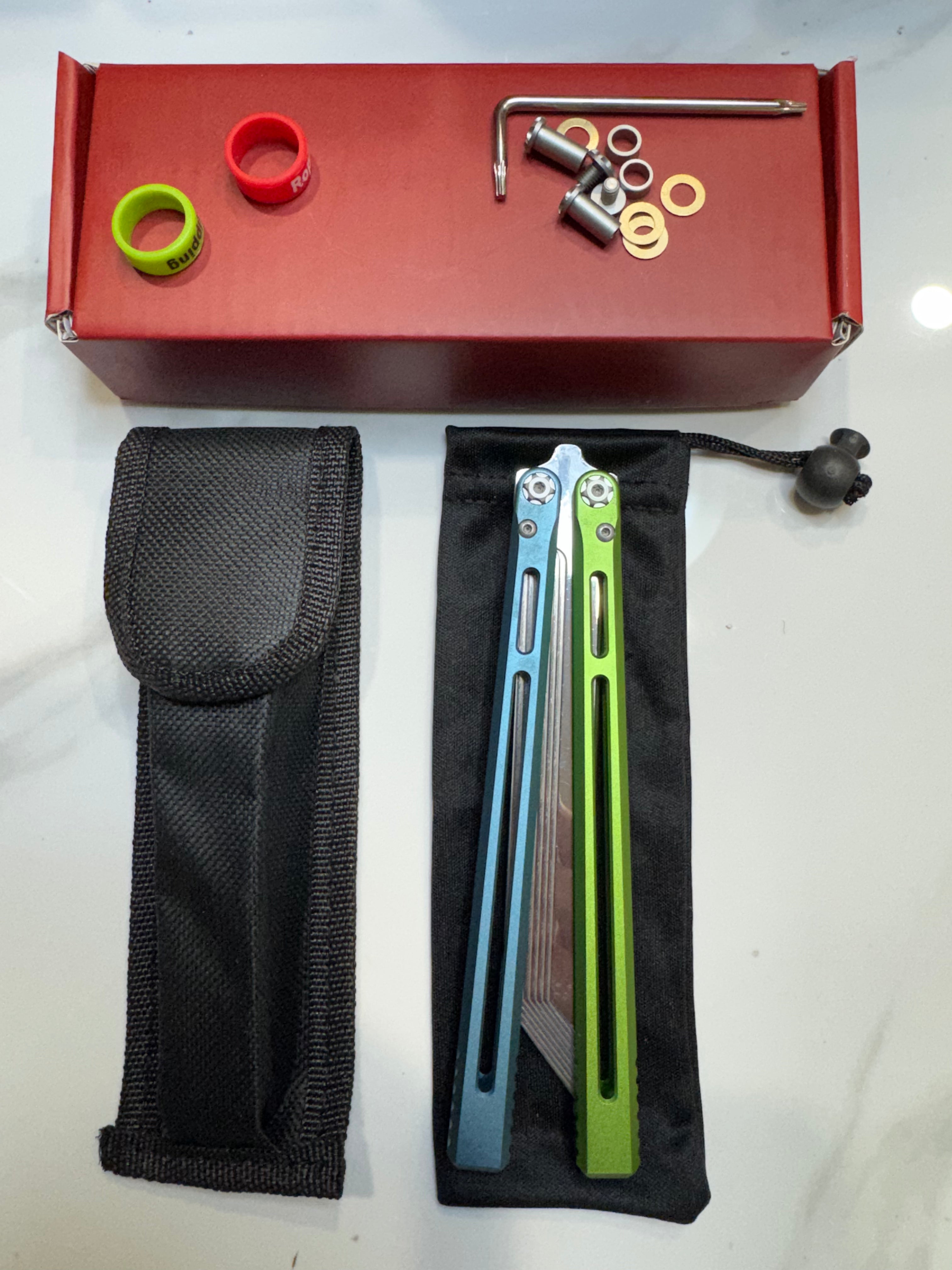 SEA SNAKE Full Aluminium Alloy Blue/Green Silver blunt blade Safe Balisong Trainer PREMIUM QUALITY Free Fast Shipping