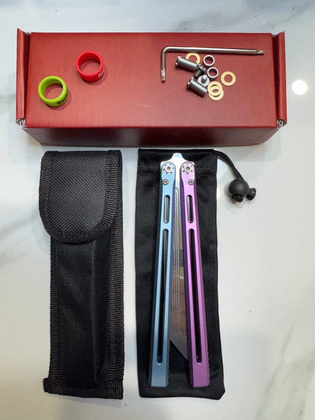 SEA SNAKE Full Aluminium Alloy Blue/Purple Silver blunt blade Safe Balisong Trainer PREMIUM QUALITY Free Fast Shipping