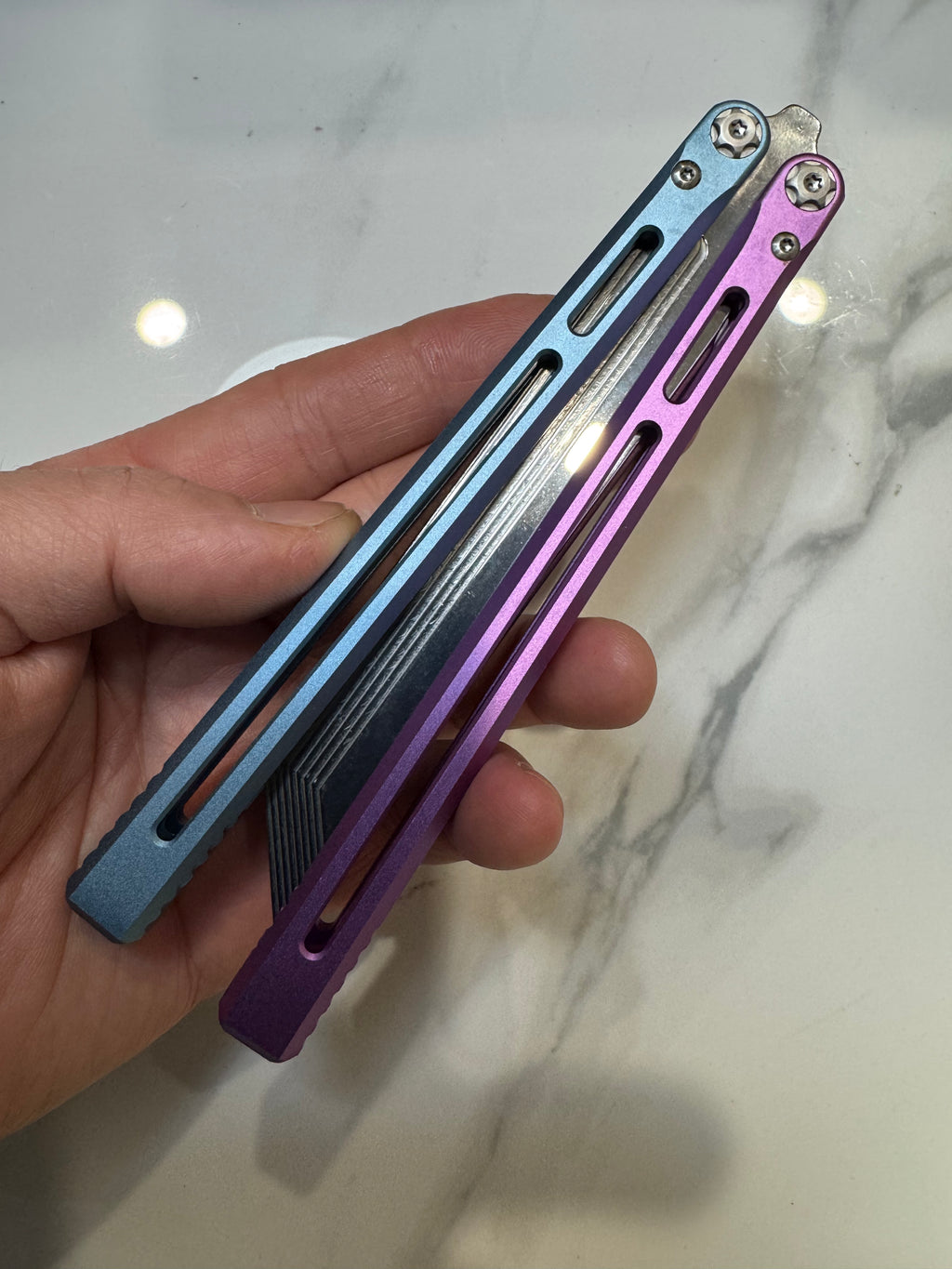 SEA SNAKE Full Aluminium Alloy Blue/Purple Silver blunt blade Safe Balisong Trainer PREMIUM QUALITY Free Fast Shipping