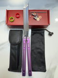 SEA SNAKE Full Aluminium Alloy Purple Silver blunt blade Safe Balisong Trainer PREMIUM QUALITY Free Fast Shipping