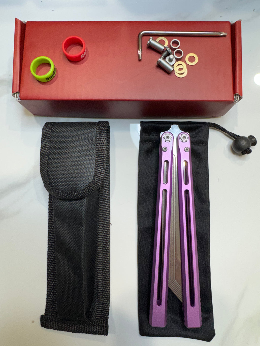 SEA SNAKE Full Aluminium Alloy Purple Silver blunt blade Safe Balisong Trainer PREMIUM QUALITY Free Fast Shipping