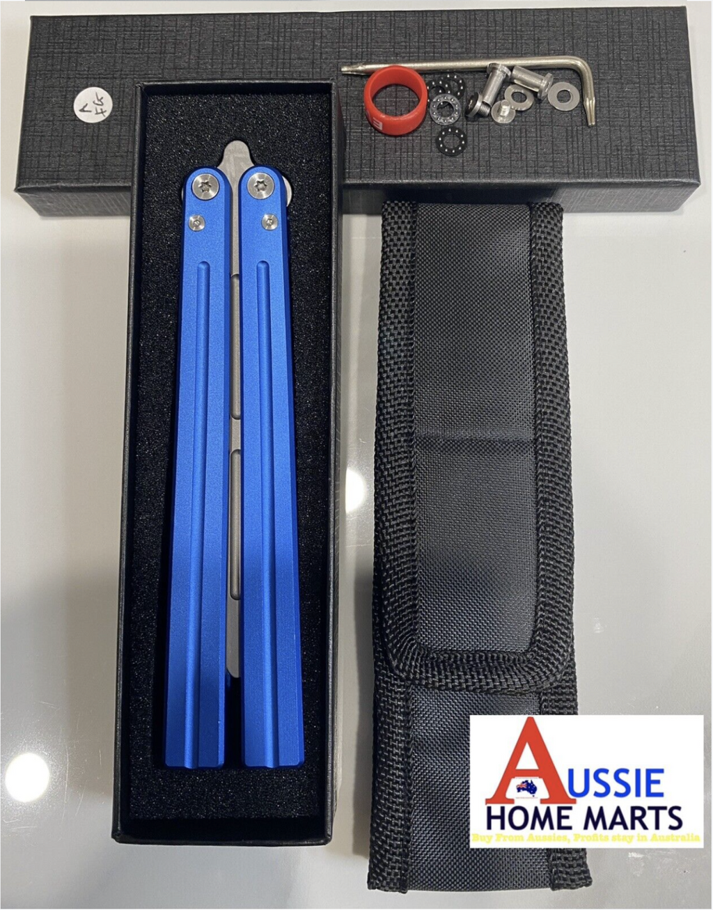 Butterfly BALISONG Trainer ALUMI Blue Silver Tip Blade PREMIUM QUALITY Free Shipping