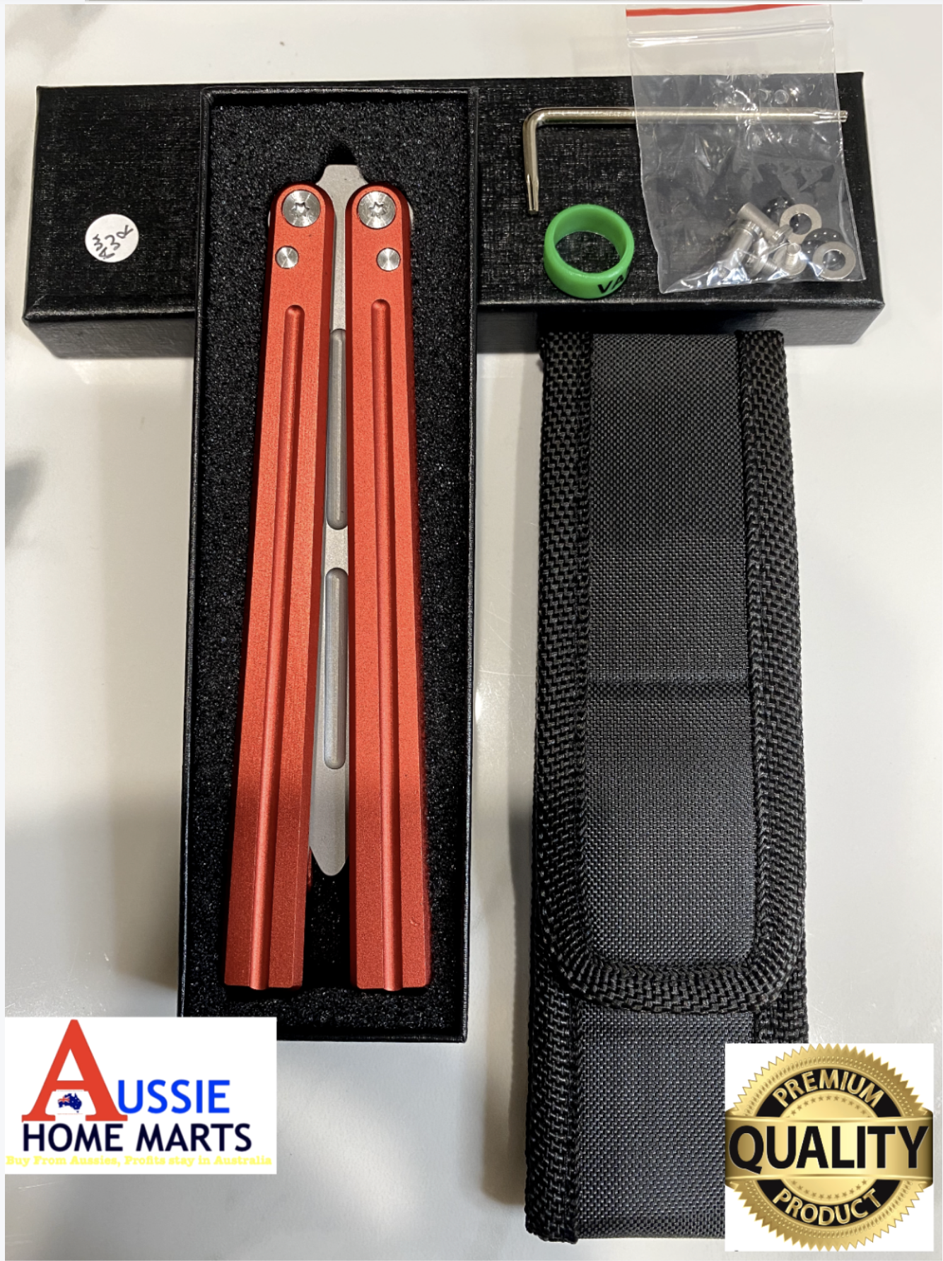 Butterfly BALISONG Trainer ALUMI Red Tip Blade PREMIUM QUALITY Free Shipping