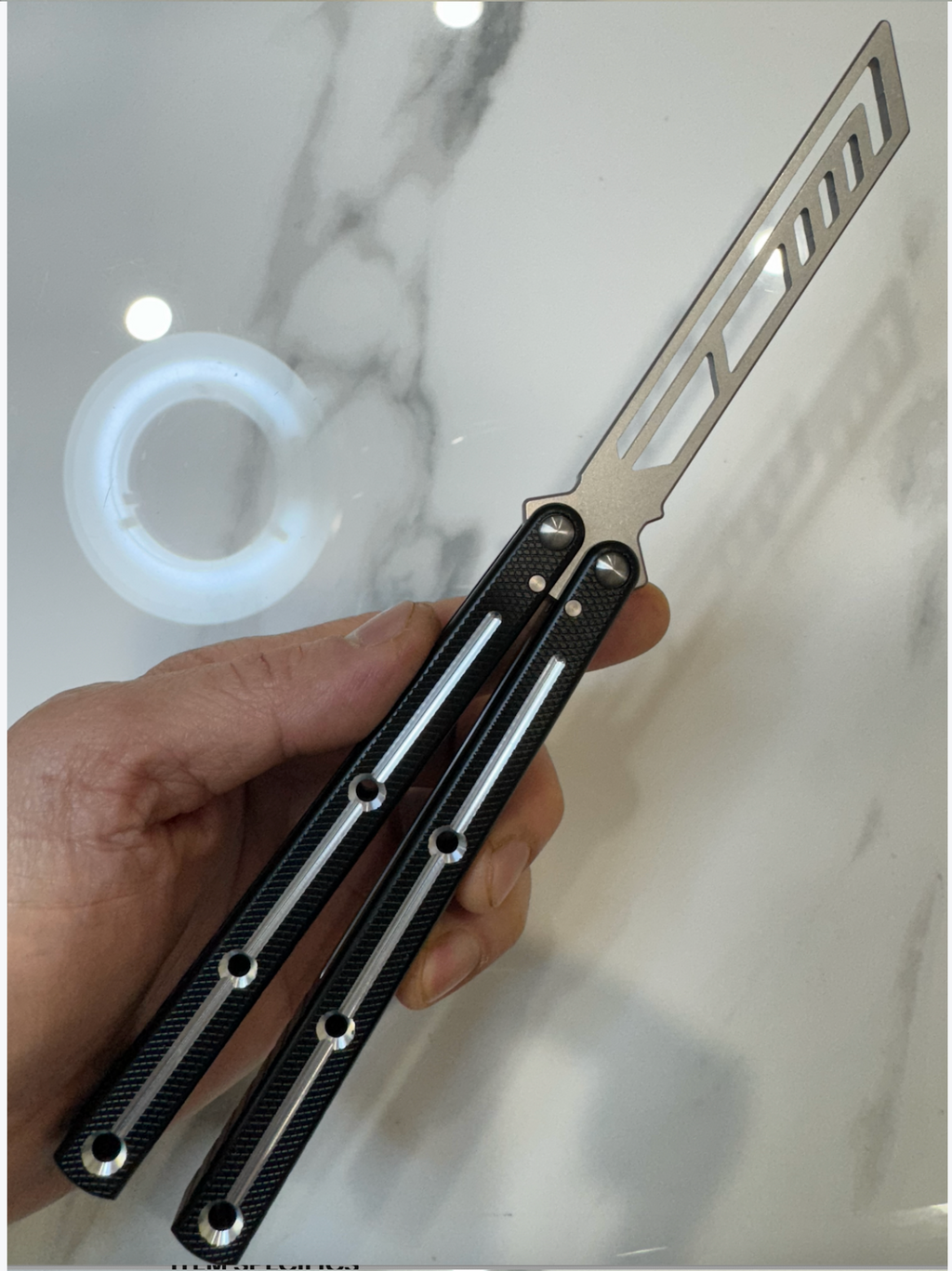 Butterfly Durable Balisong Trainer SEA-DRAGON BlackSilver Blade PREMIUM QUALITY Free Shipping