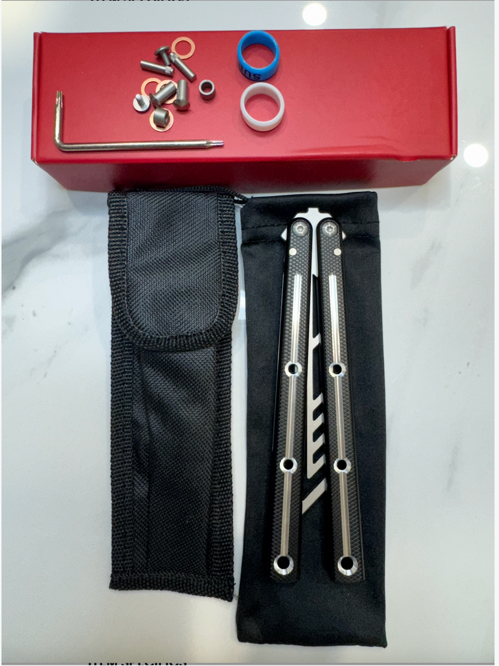 Butterfly Durable Balisong Trainer SEA-DRAGON BlackSilver Blade PREMIUM QUALITY Free Shipping