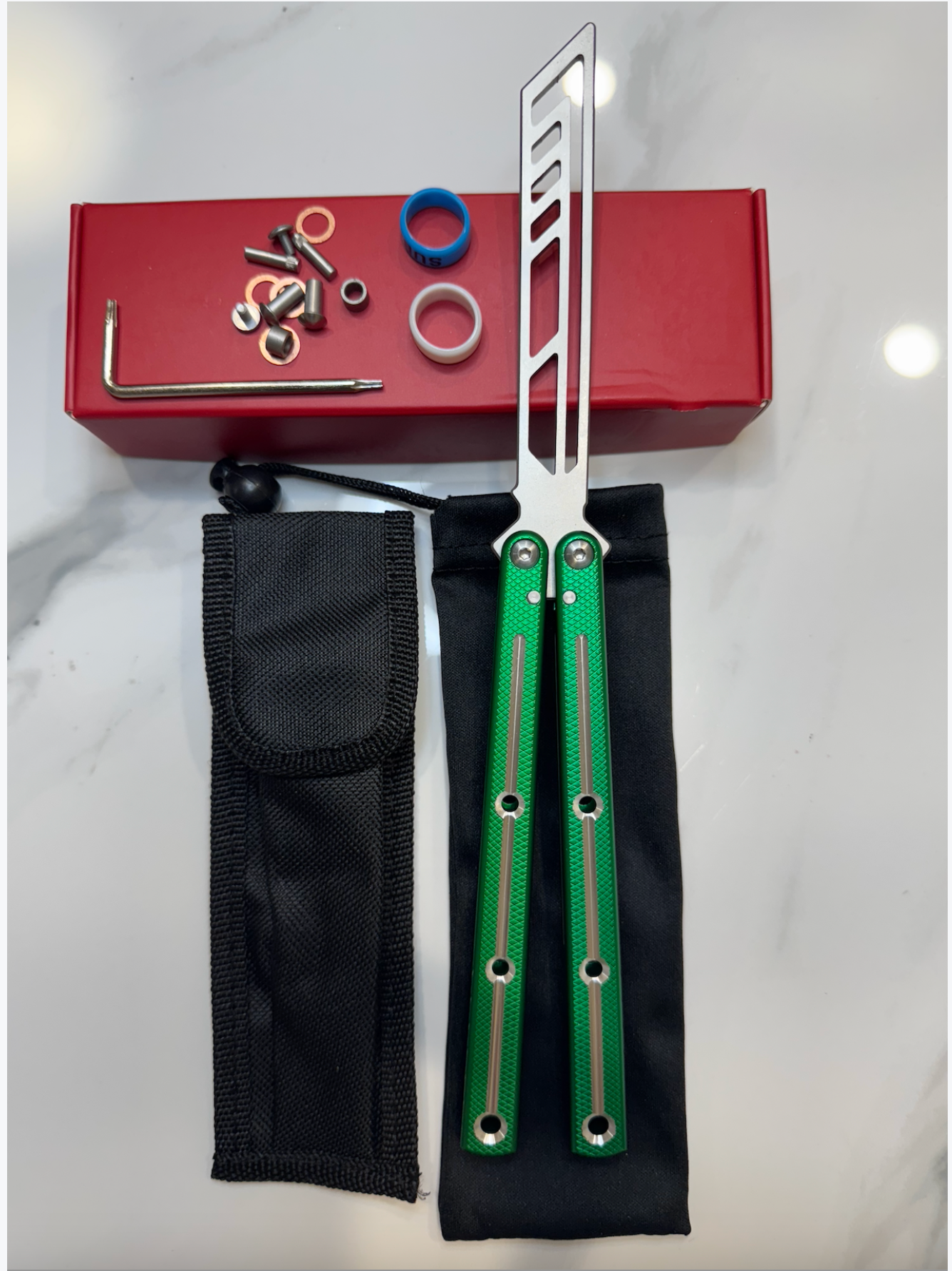 Butterfly Durable Balisong Trainer "Green/Silver blade" SEA-DRAGON PREMIUM QUALITY Free Shipping