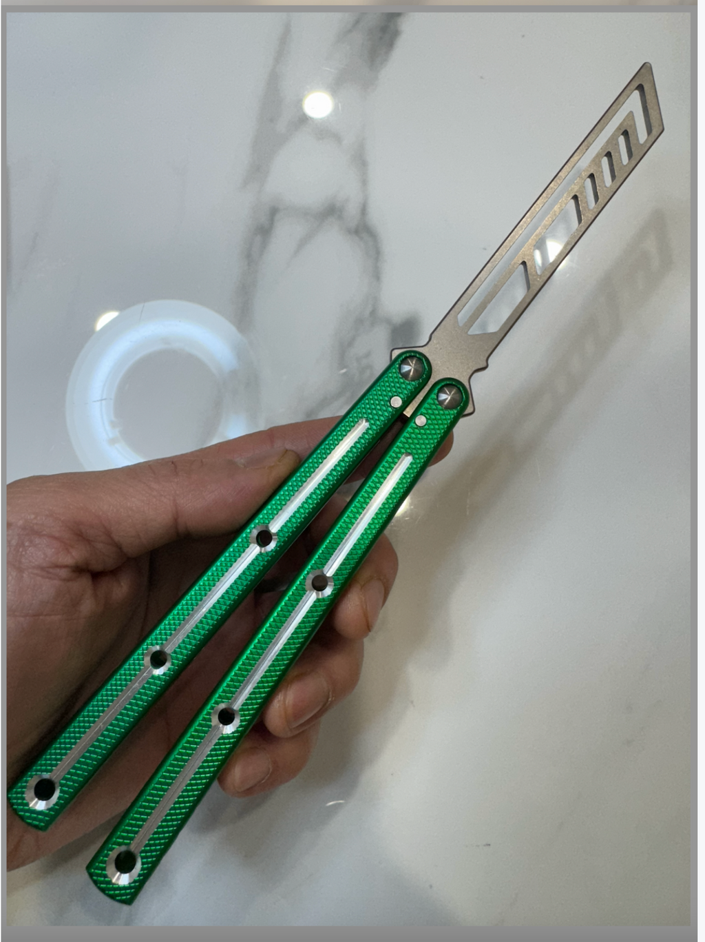 Butterfly Durable Balisong Trainer "Green/Silver blade" SEA-DRAGON PREMIUM QUALITY Free Shipping