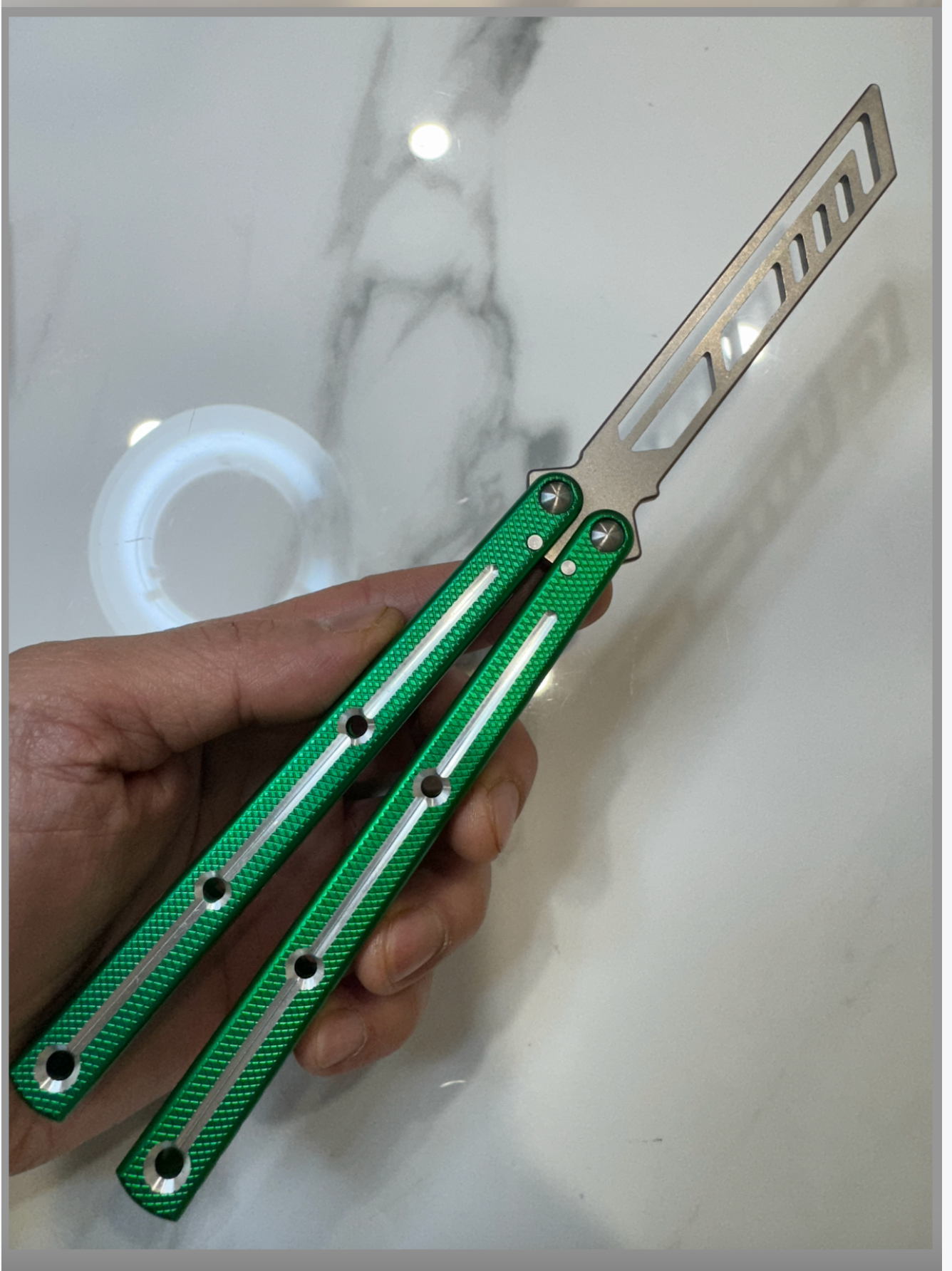 Butterfly Durable Balisong Trainer "Green/Silver blade" SEA-DRAGON PREMIUM QUALITY Free Shipping