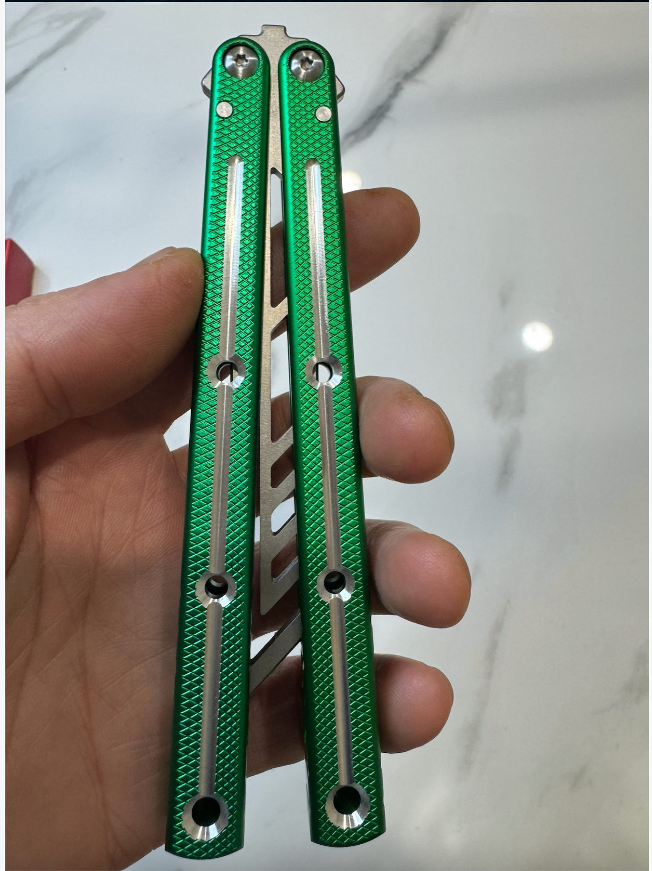 Butterfly Durable Balisong Trainer "Green/Silver blade" SEA-DRAGON PREMIUM QUALITY Free Shipping