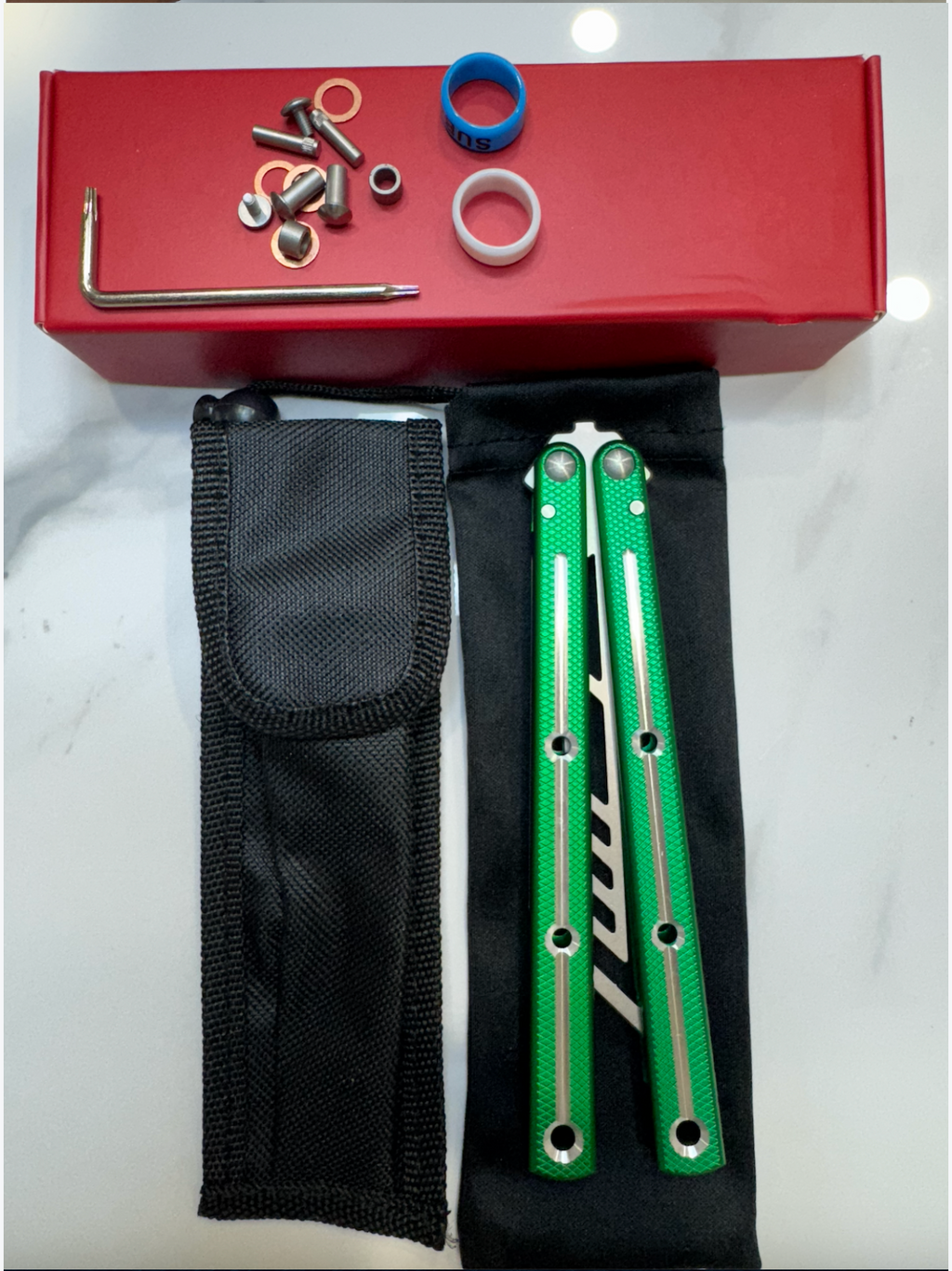 Butterfly Durable Balisong Trainer "Green/Silver blade" SEA-DRAGON PREMIUM QUALITY Free Shipping
