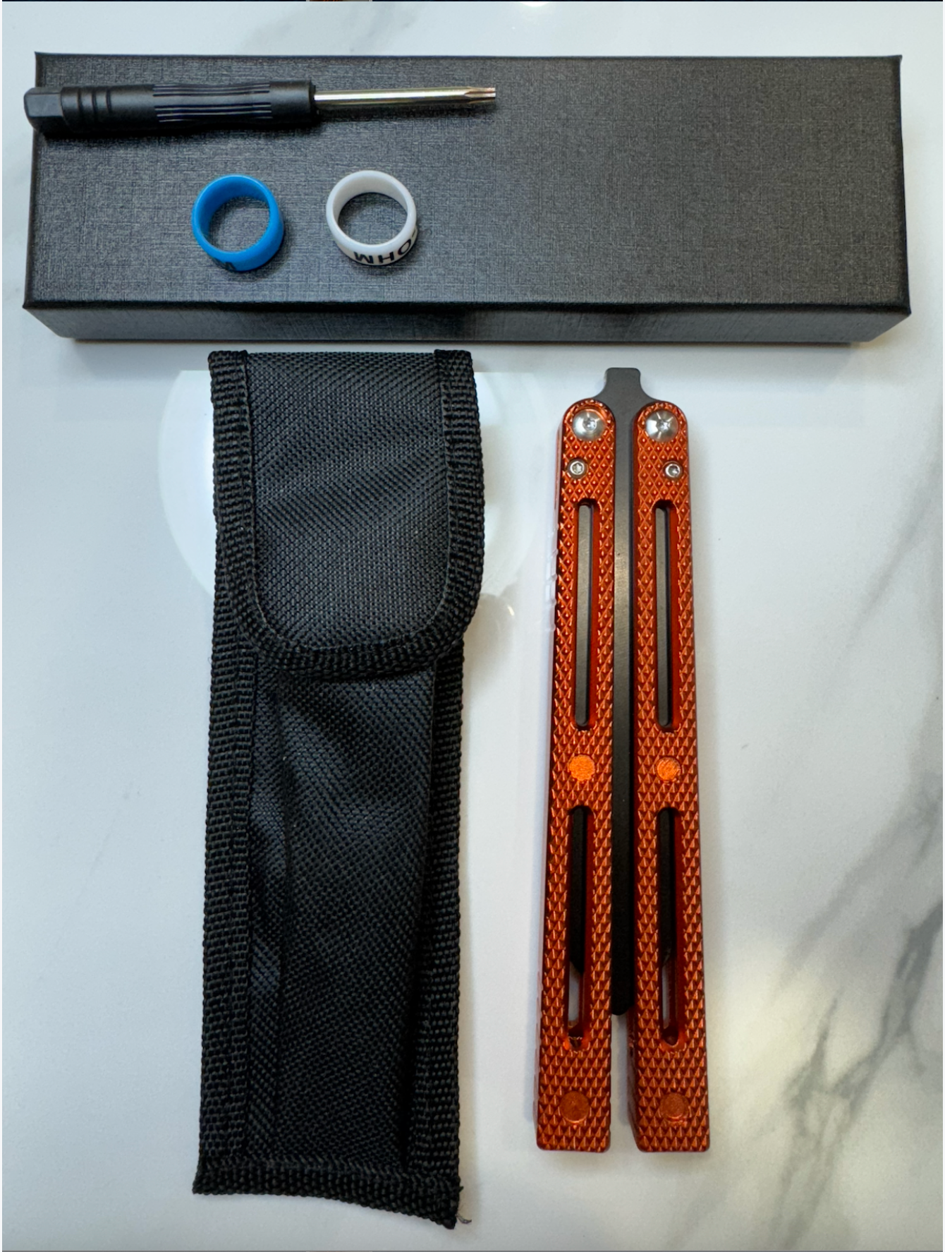 Butterfly BALISONG Trainer RATTLESNAKE Brown Bl-Blade PREMIUM QUALITY Free Shipping
