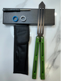 Butterfly BALISONG Trainer RATTLESNAKE Green Bl-Blade PREMIUM QUALITY Free Shipping