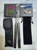 Butterfly BALISONG Trainer/Bottle opener WHALE Grey Silver Blade PREMIUM QUALITY Free Shipping