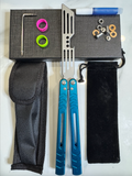 Butterfly BALISONG Trainer/Bottle opener WHALE Blue Silver Blade PREMIUM QUALITY Free Shipping