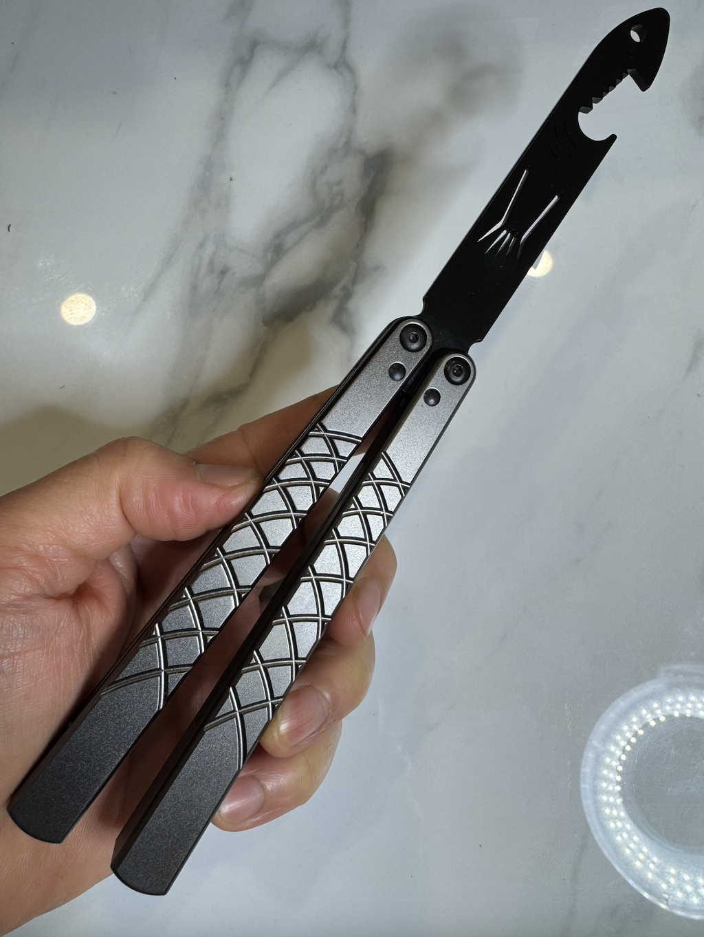 Butterfly BALISONG Trainer/bottle opener TigerShark Grey/Black PREMIUM QUALITY Free Shipping