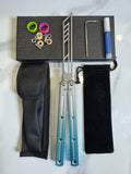 Butterfly Durable Balisong Trainer SEA-DRAGON Blue/Silver PREMIUM QUALITY Free Shipping