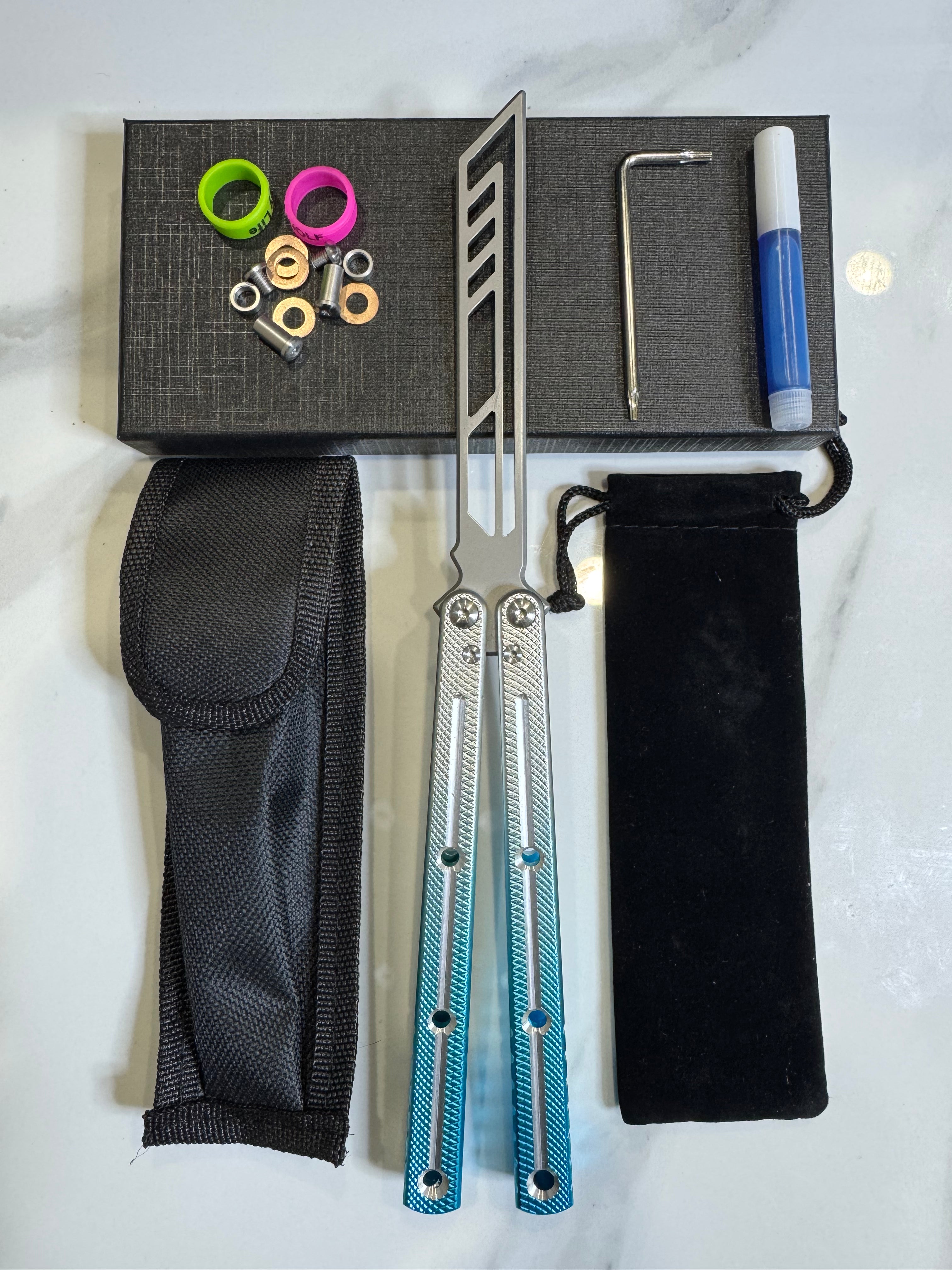 Butterfly Durable Balisong Trainer SEA-DRAGON Blue/Silver PREMIUM QUALITY Free Shipping