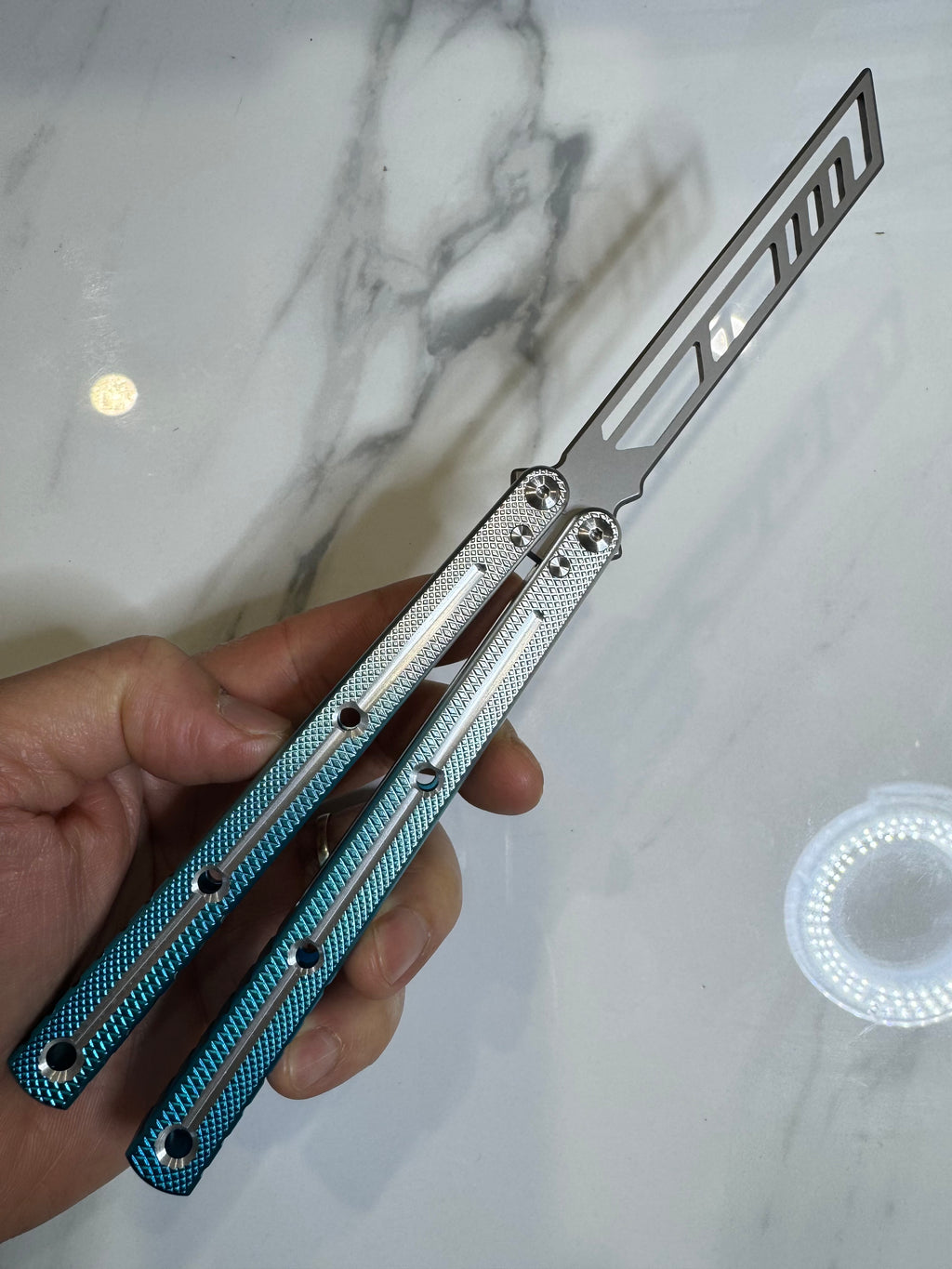 Butterfly Durable Balisong Trainer SEA-DRAGON Blue/Silver PREMIUM QUALITY Free Shipping