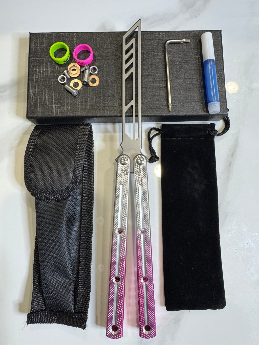 Butterfly Durable Balisong Trainer SEA-DRAGON Purple/Silver PREMIUM QUALITY Free Shipping