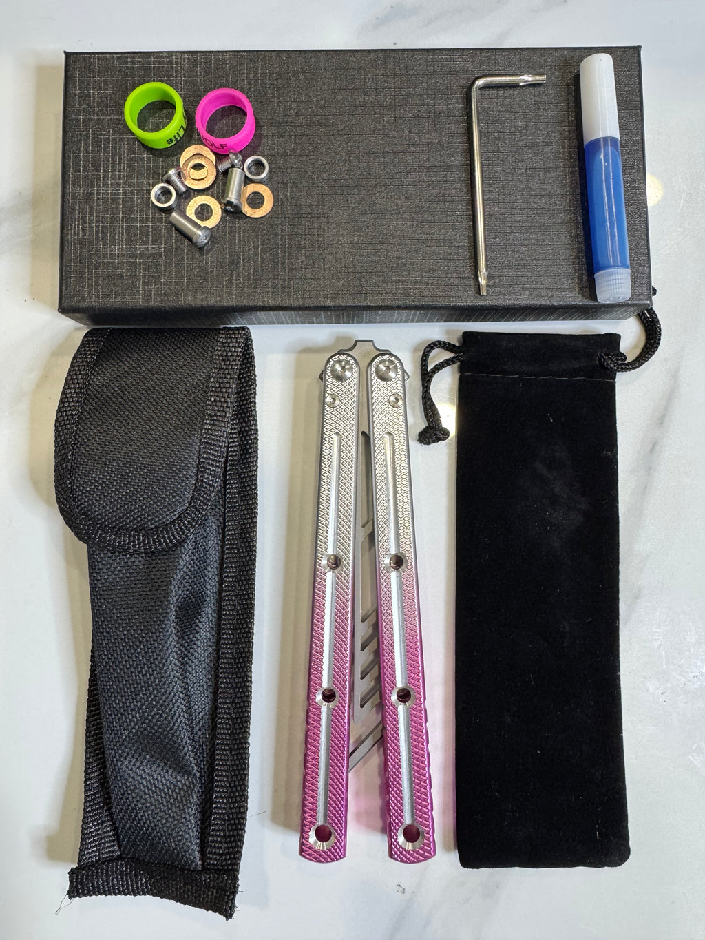 Butterfly Durable Balisong Trainer SEA-DRAGON Purple/Silver PREMIUM QUALITY Free Shipping