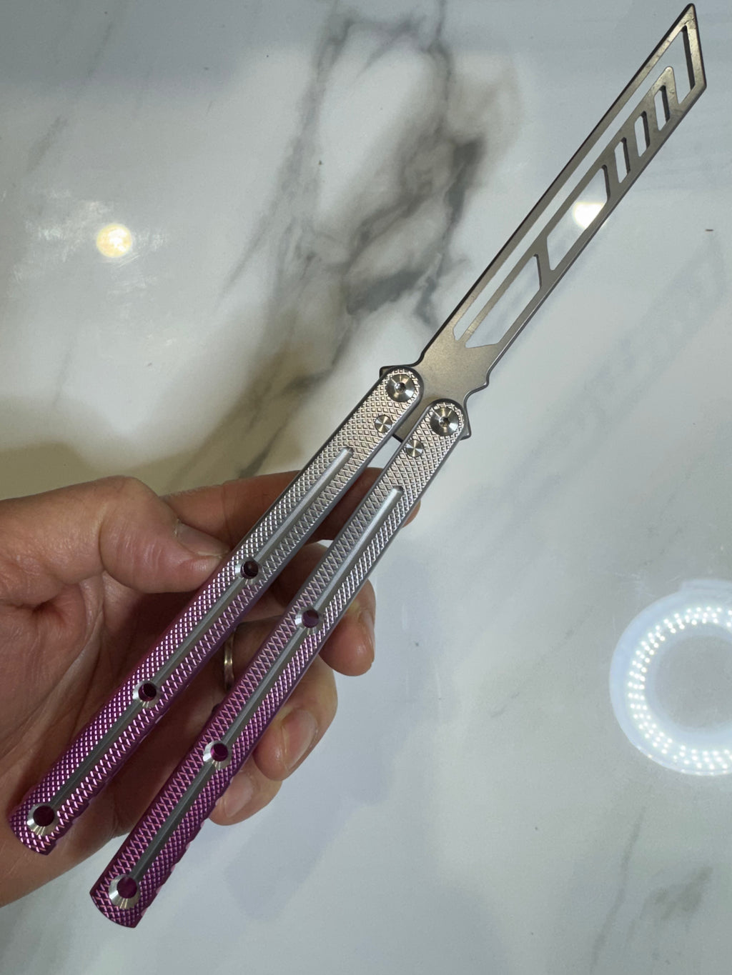 Butterfly Durable Balisong Trainer SEA-DRAGON Purple/Silver PREMIUM QUALITY Free Shipping