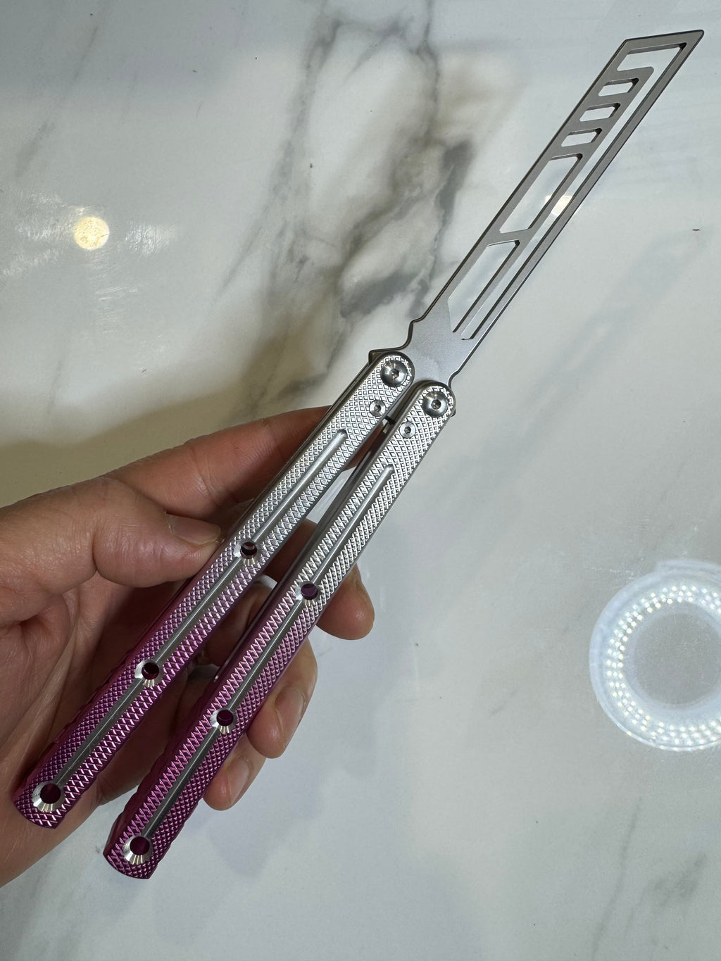 Butterfly Durable Balisong Trainer SEA-DRAGON Purple/Silver PREMIUM QUALITY Free Shipping