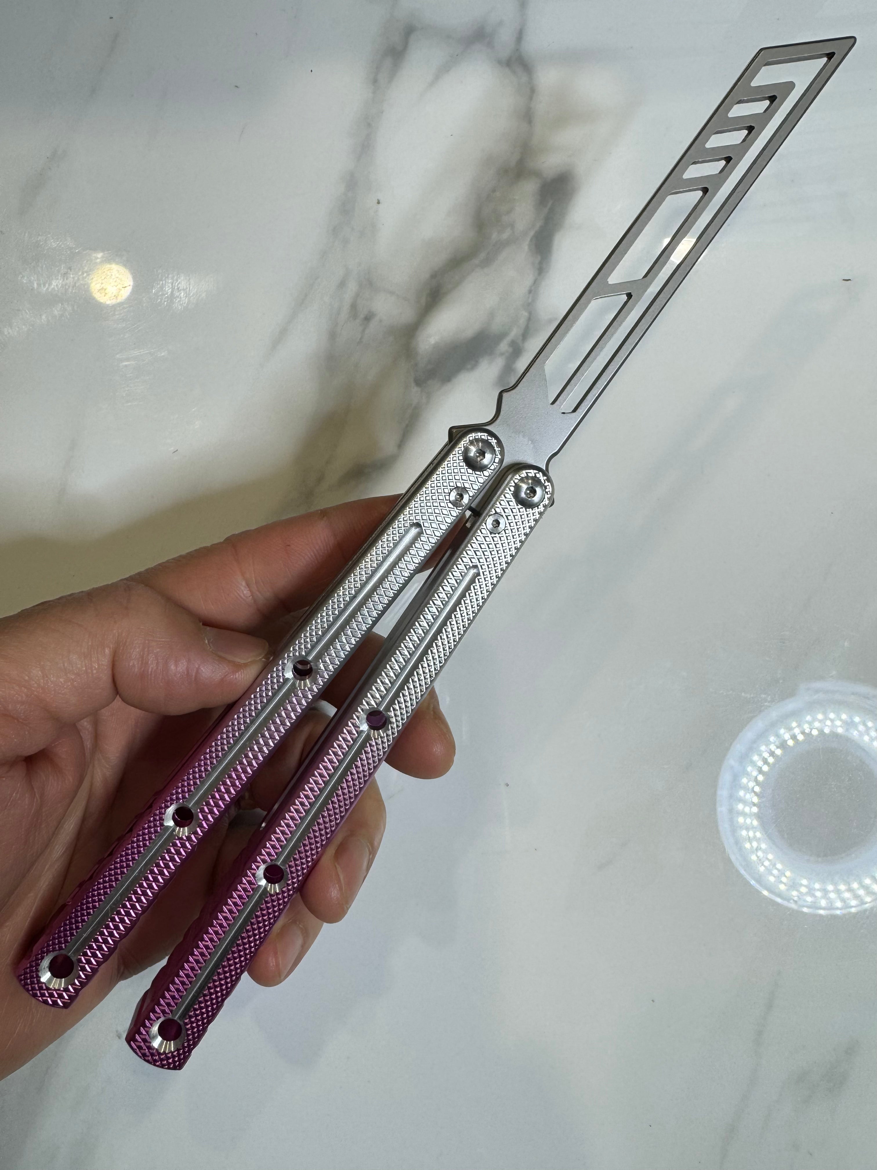 Butterfly Durable Balisong Trainer SEA-DRAGON Purple/Silver PREMIUM QUALITY Free Shipping
