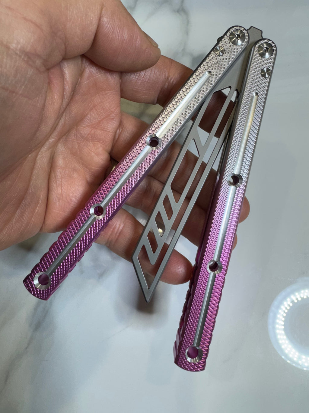 Butterfly Durable Balisong Trainer SEA-DRAGON Purple/Silver PREMIUM QUALITY Free Shipping