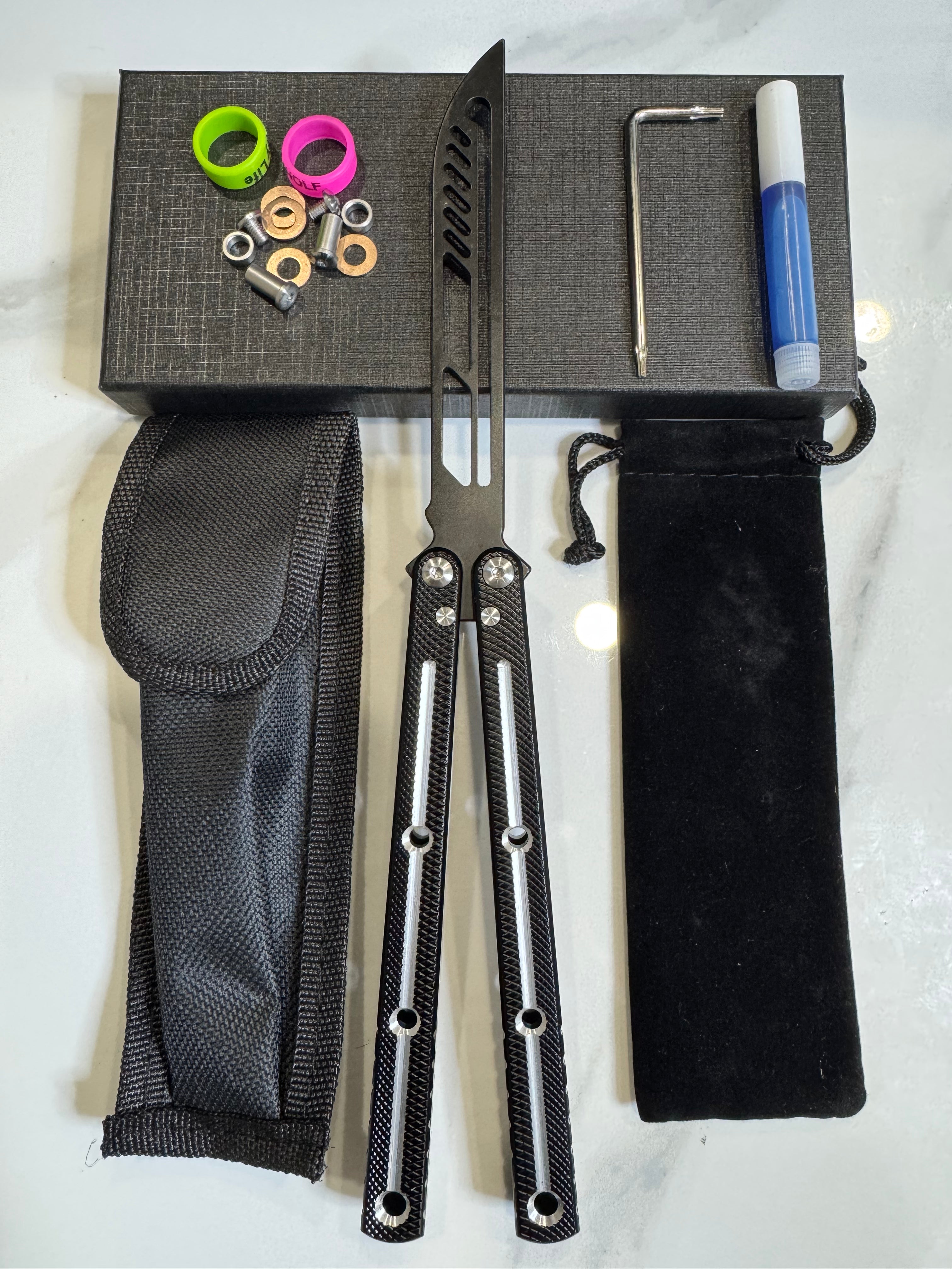 Butterfly Durable Balisong Trainer SEA-DRAGON Black/BlackV2 PREMIUM QUALITY Free Shipping