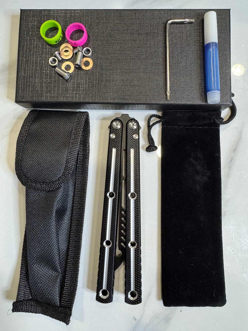 Butterfly Durable Balisong Trainer SEA-DRAGON Black/BlackV2 PREMIUM QUALITY Free Shipping