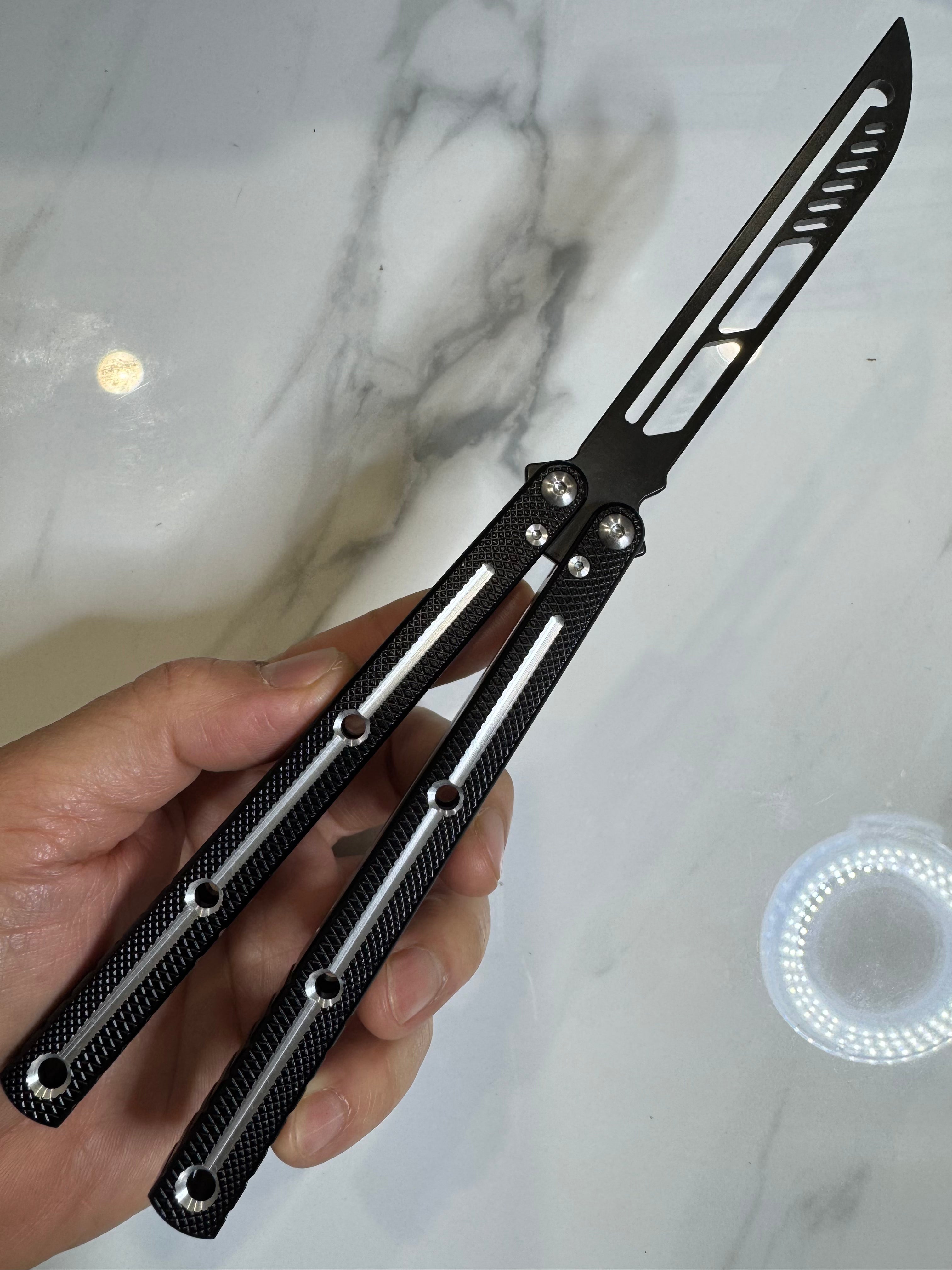Butterfly Durable Balisong Trainer SEA-DRAGON Black/BlackV2 PREMIUM QUALITY Free Shipping