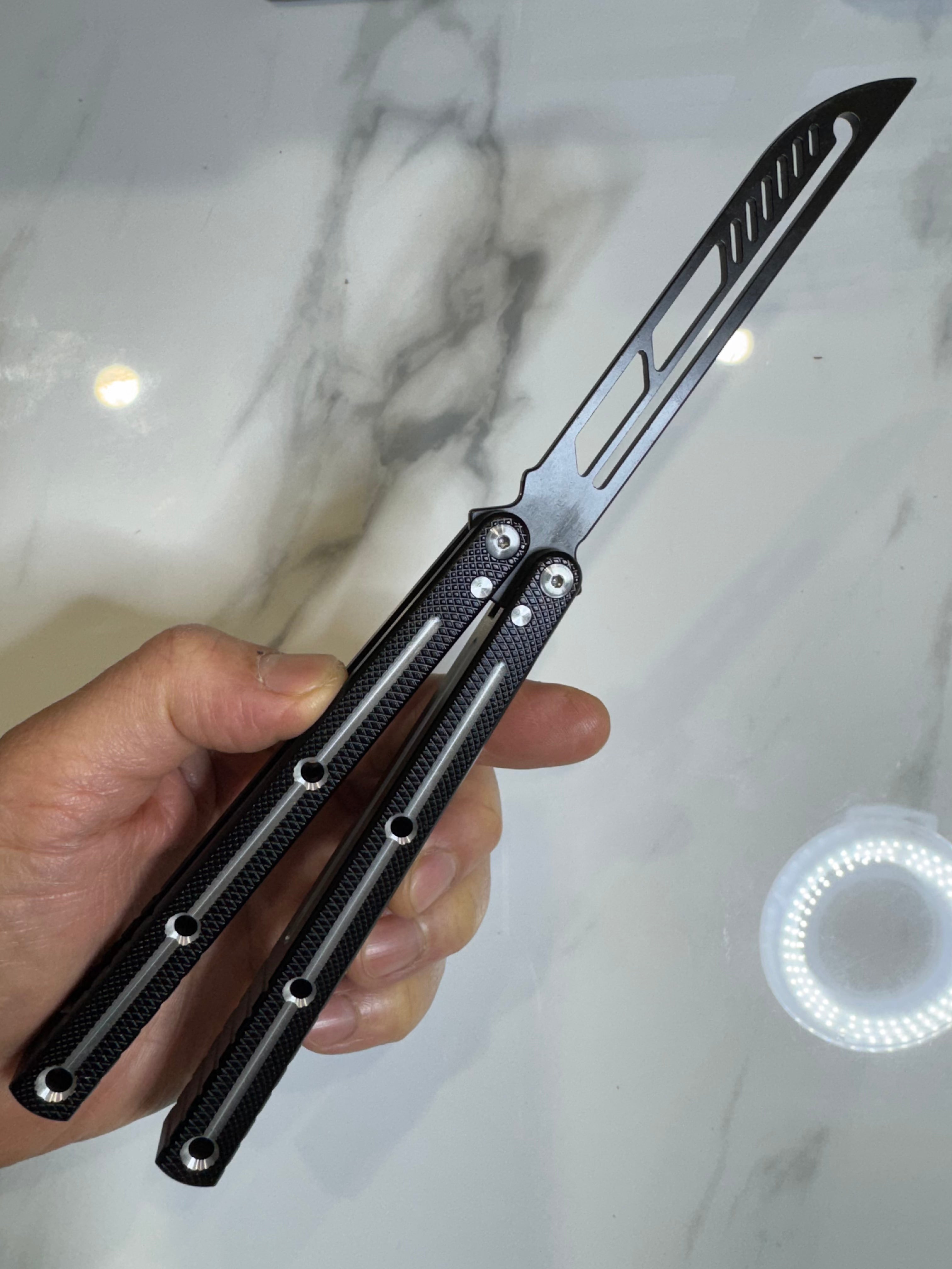 Butterfly Durable Balisong Trainer SEA-DRAGON Black/BlackV2 PREMIUM QUALITY Free Shipping