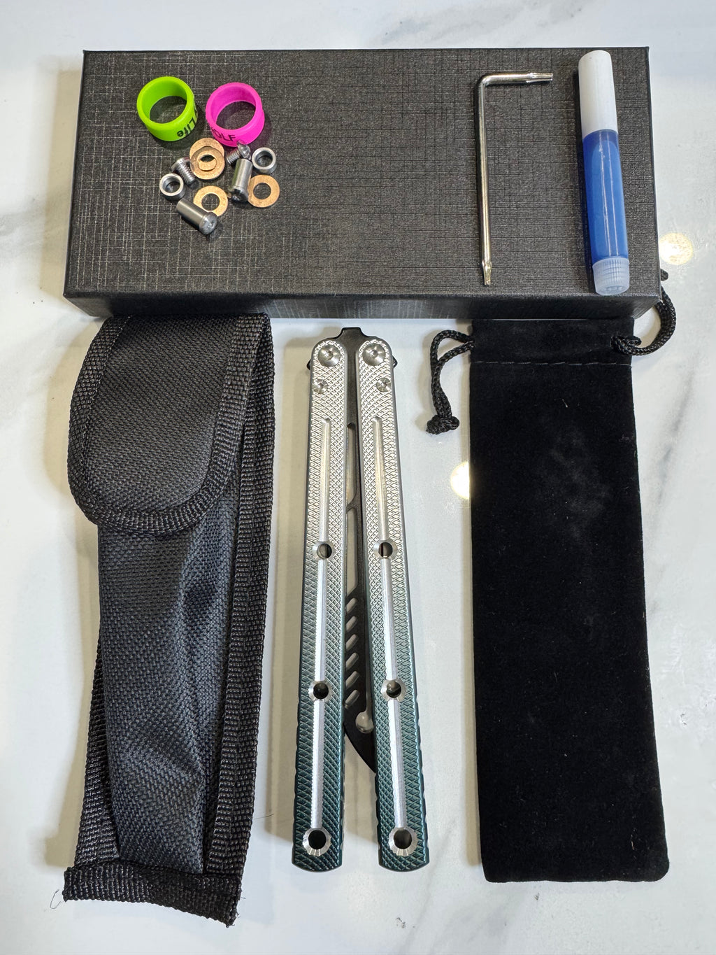 Butterfly Durable Balisong Trainer SEA-DRAGON Green/Silver PREMIUM QUALITY Free Shipping