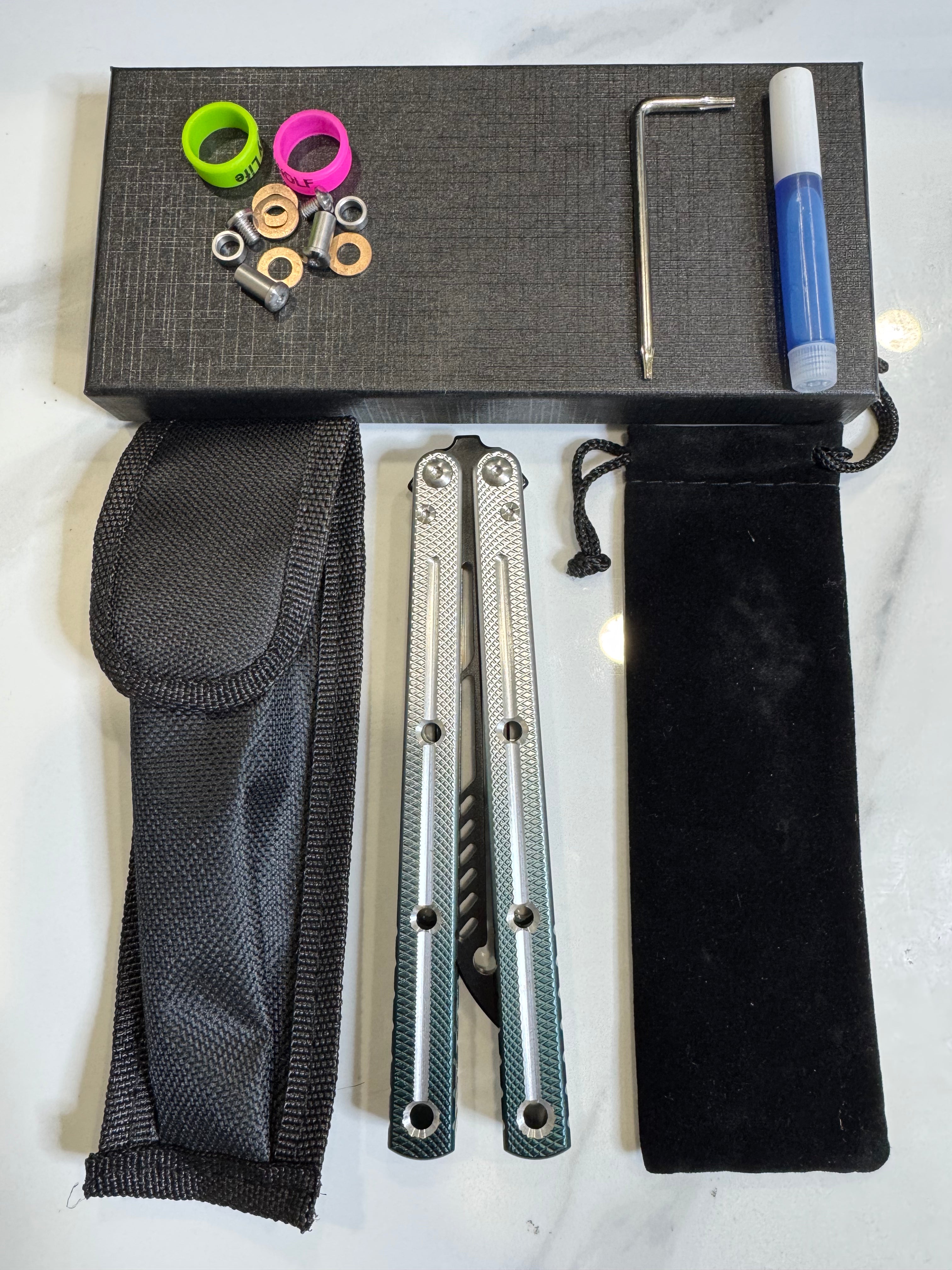 Butterfly Durable Balisong Trainer SEA-DRAGON Green/Silver PREMIUM QUALITY Free Shipping