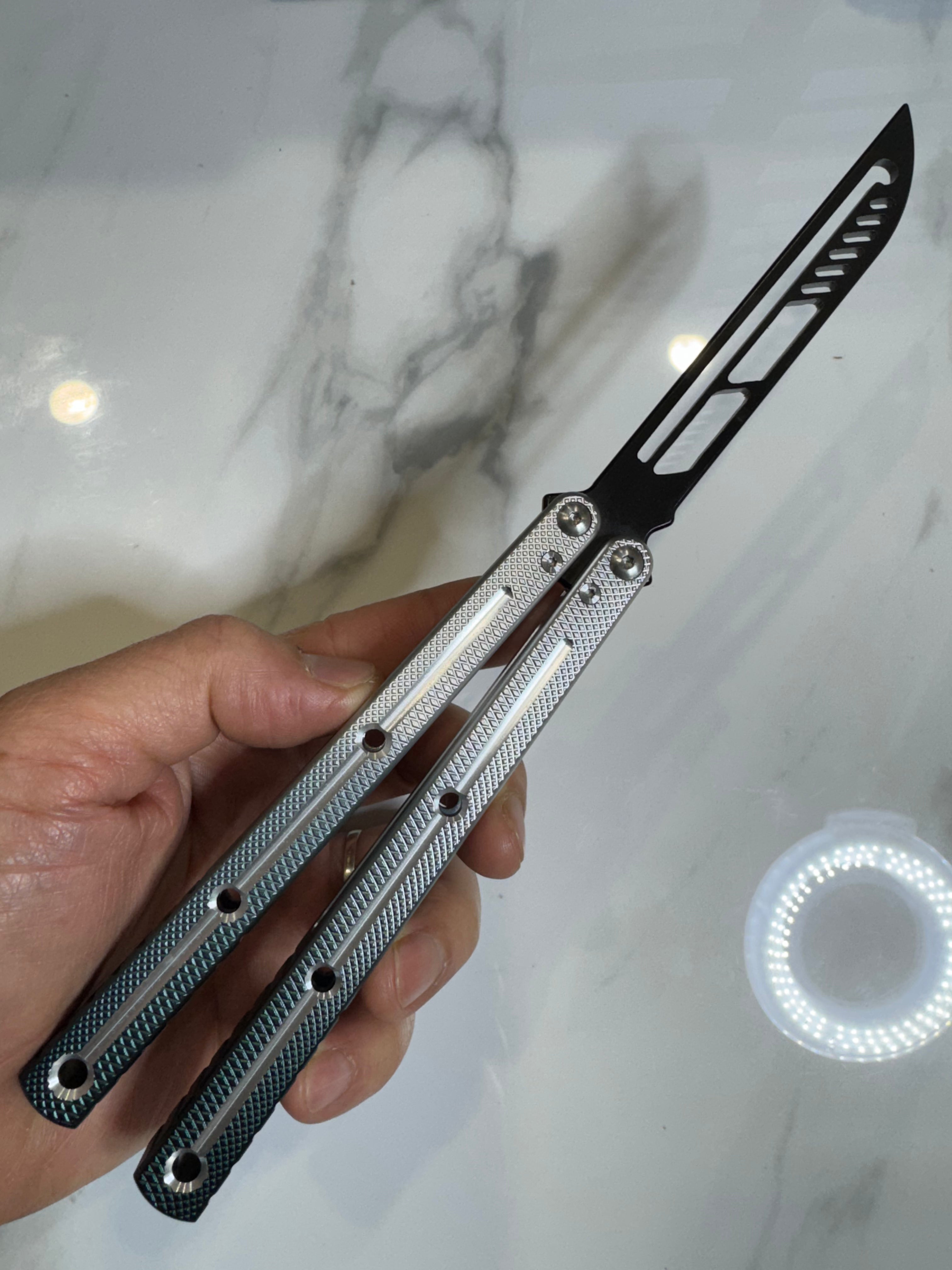 Butterfly Durable Balisong Trainer SEA-DRAGON Green/Silver PREMIUM QUALITY Free Shipping