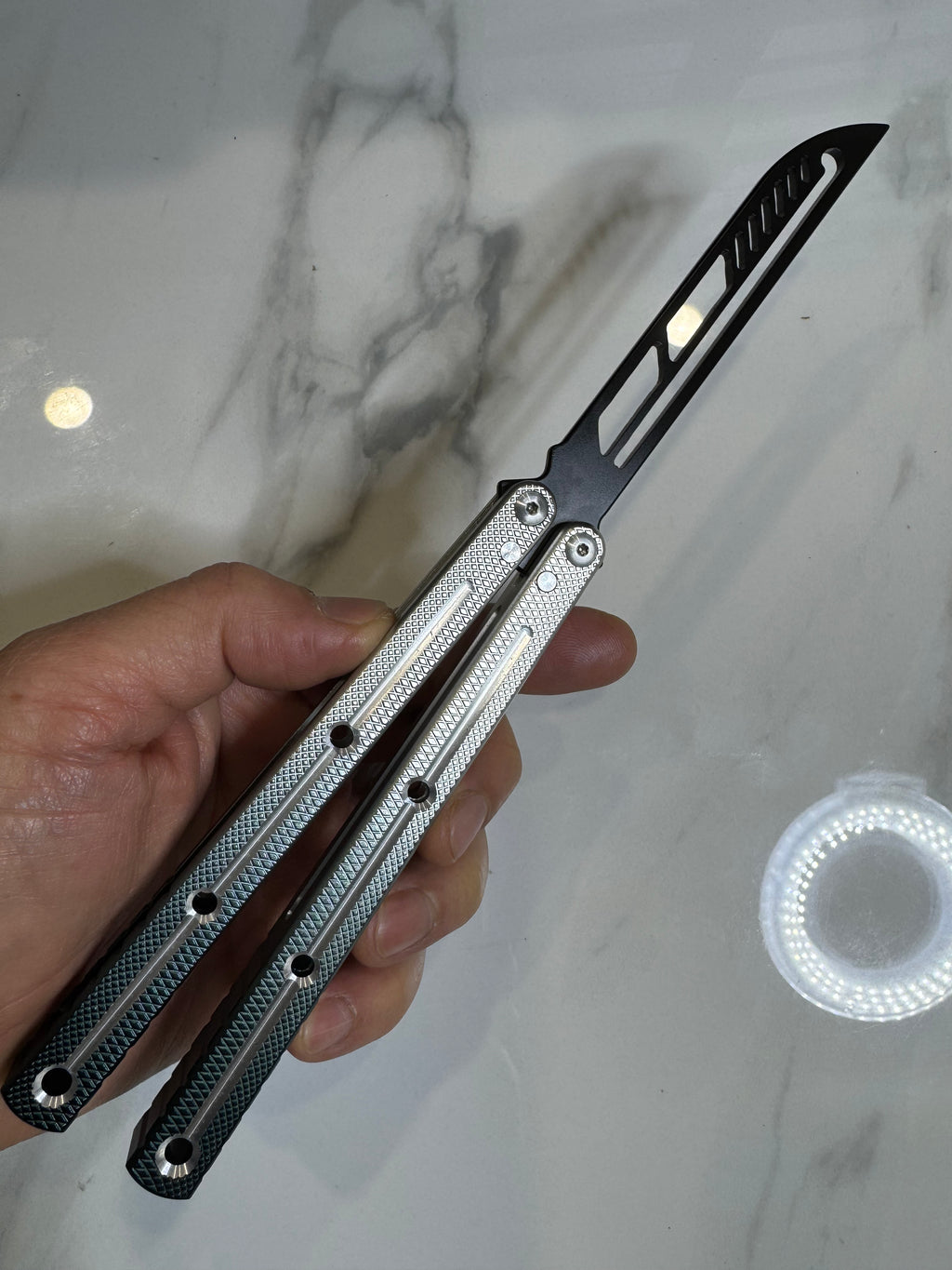 Butterfly Durable Balisong Trainer SEA-DRAGON Green/Silver PREMIUM QUALITY Free Shipping