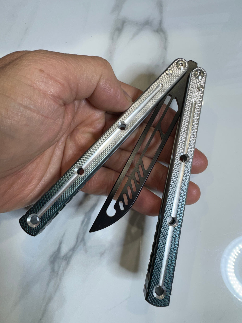 Butterfly Durable Balisong Trainer SEA-DRAGON Green/Silver PREMIUM QUALITY Free Shipping