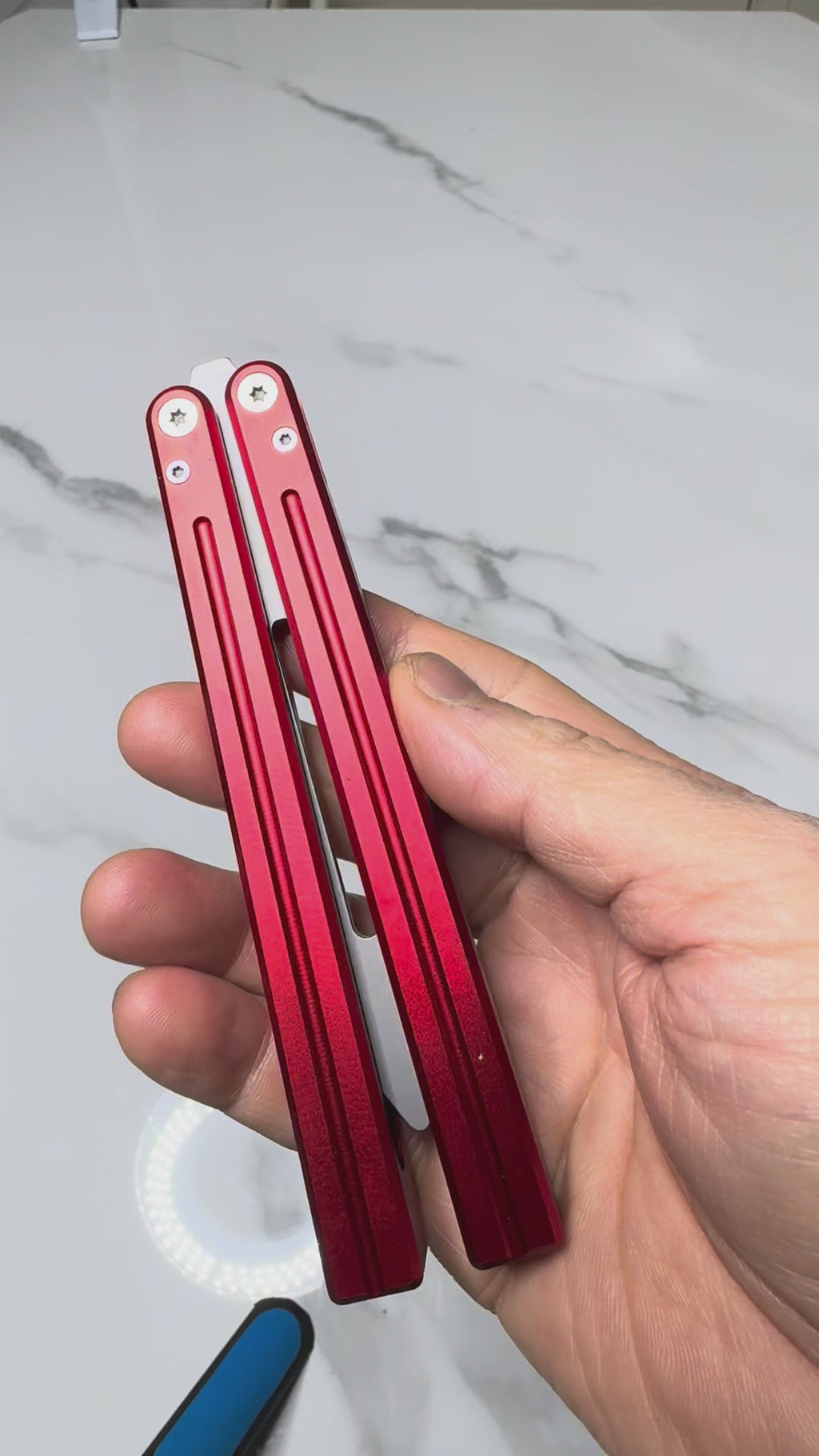 Butterfly BALISONG Trainer ALUMIS Red Tip Silver Blade PREMIUM Free Shipping