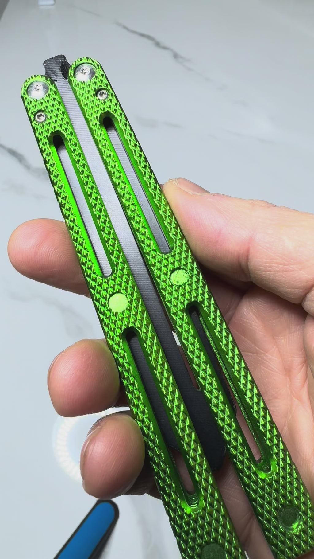 Butterfly BALISONG Trainer RATTLESNAKE Green Bl-Blade PREMIUM QUALITY Free Shipping