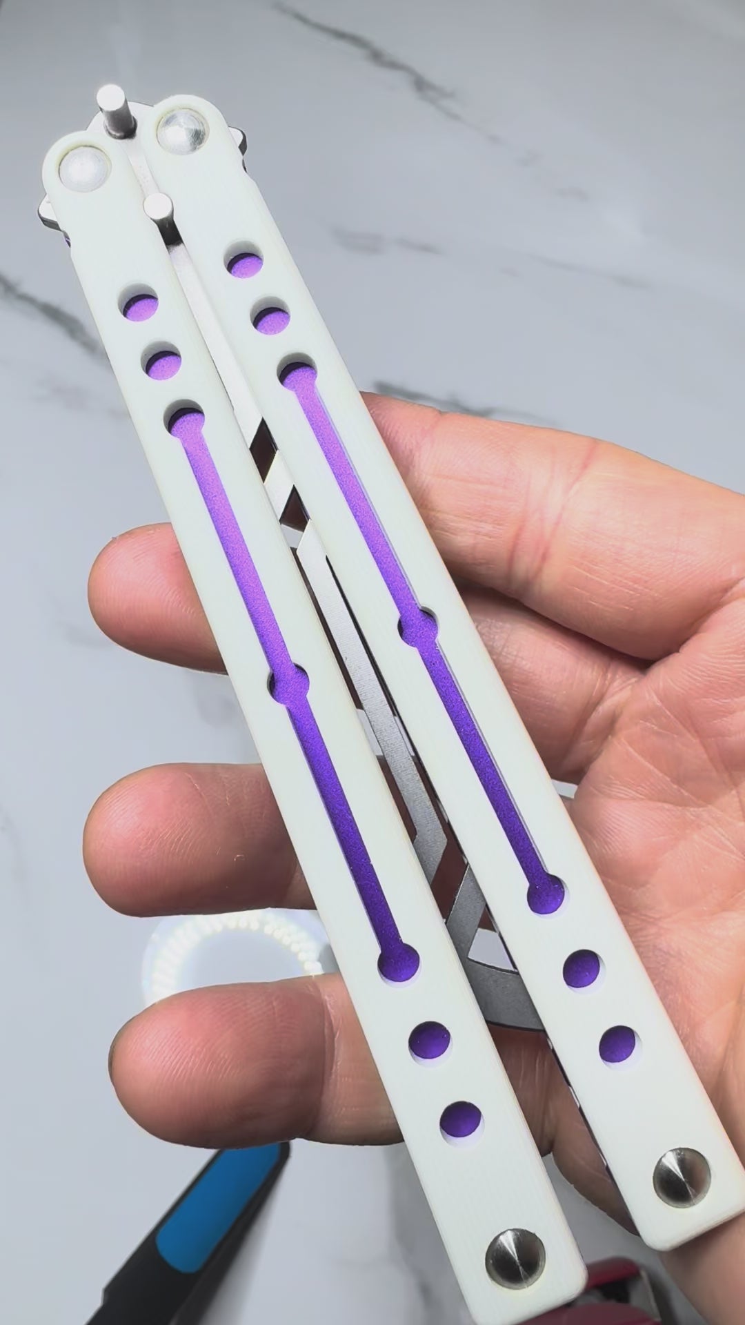 Balisong Butterfly Trainer THEONE AVATAR "WhitePurple" PREMIUM QUALITY Free Shipping