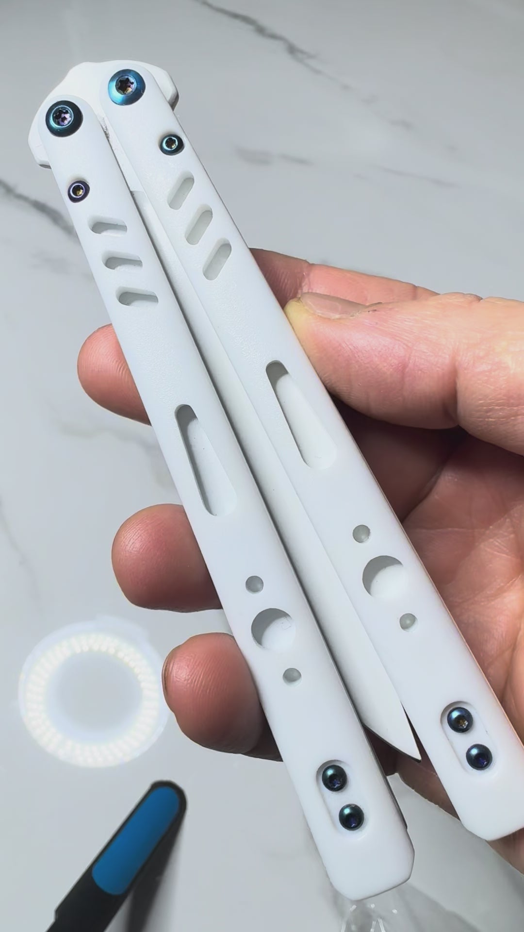 Butterfly Live Blade Balisong SEA LION1 White/White FREE SHIPPING Age 18+ only