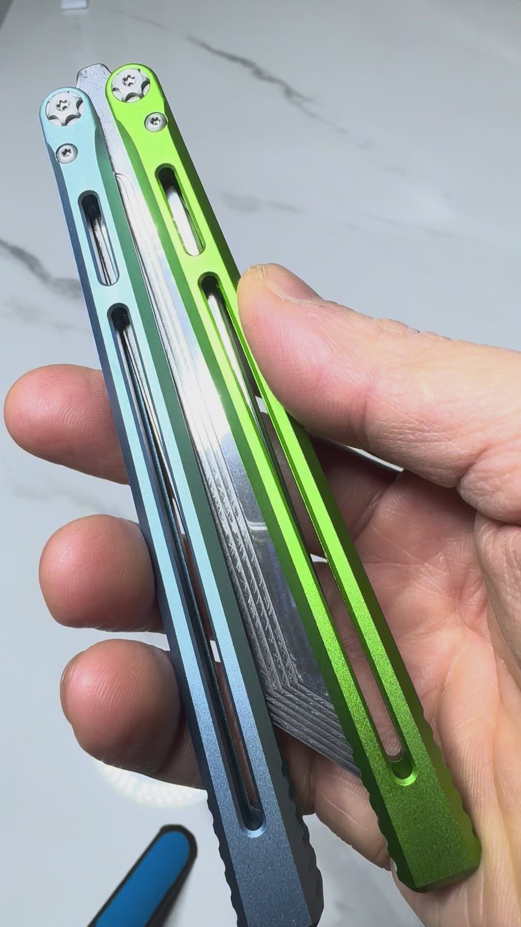 SEA SNAKE Full Aluminium Alloy Blue/Green Silver blunt blade Safe Balisong Trainer PREMIUM QUALITY Free Fast Shipping