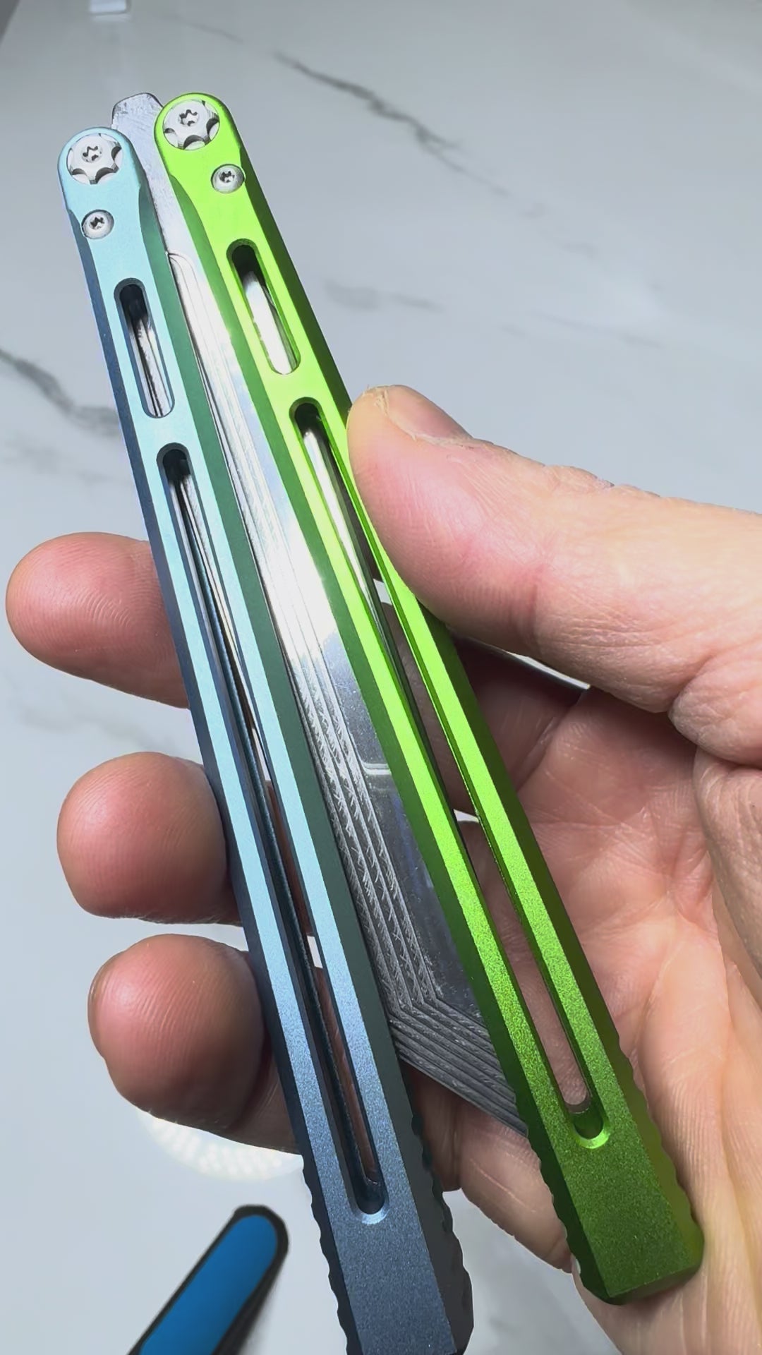 SEA SNAKE Full Aluminium Alloy Blue/Green Silver blunt blade Safe Balisong Trainer PREMIUM QUALITY Free Fast Shipping