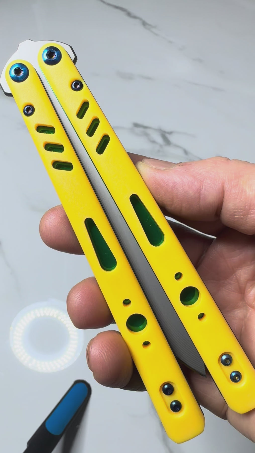 Butterfly Live Blade Balisong SEA LION2 Yellow/Green/Grey FREE SHIPPING Age 18+ only