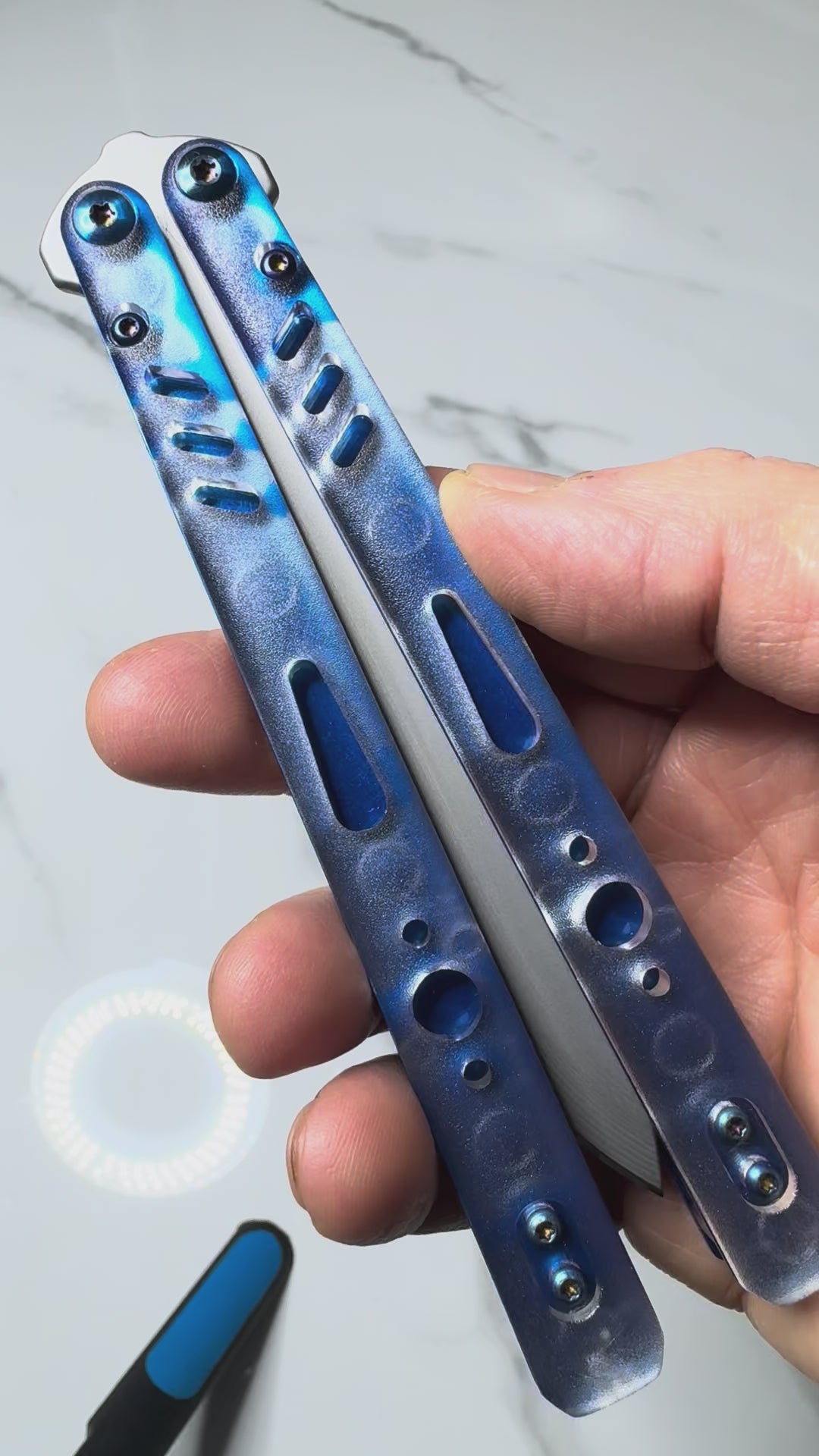 Butterfly Live Blade Balisong SEA LION2 Blue/Grey FREE SHIPPING Age 18+ only