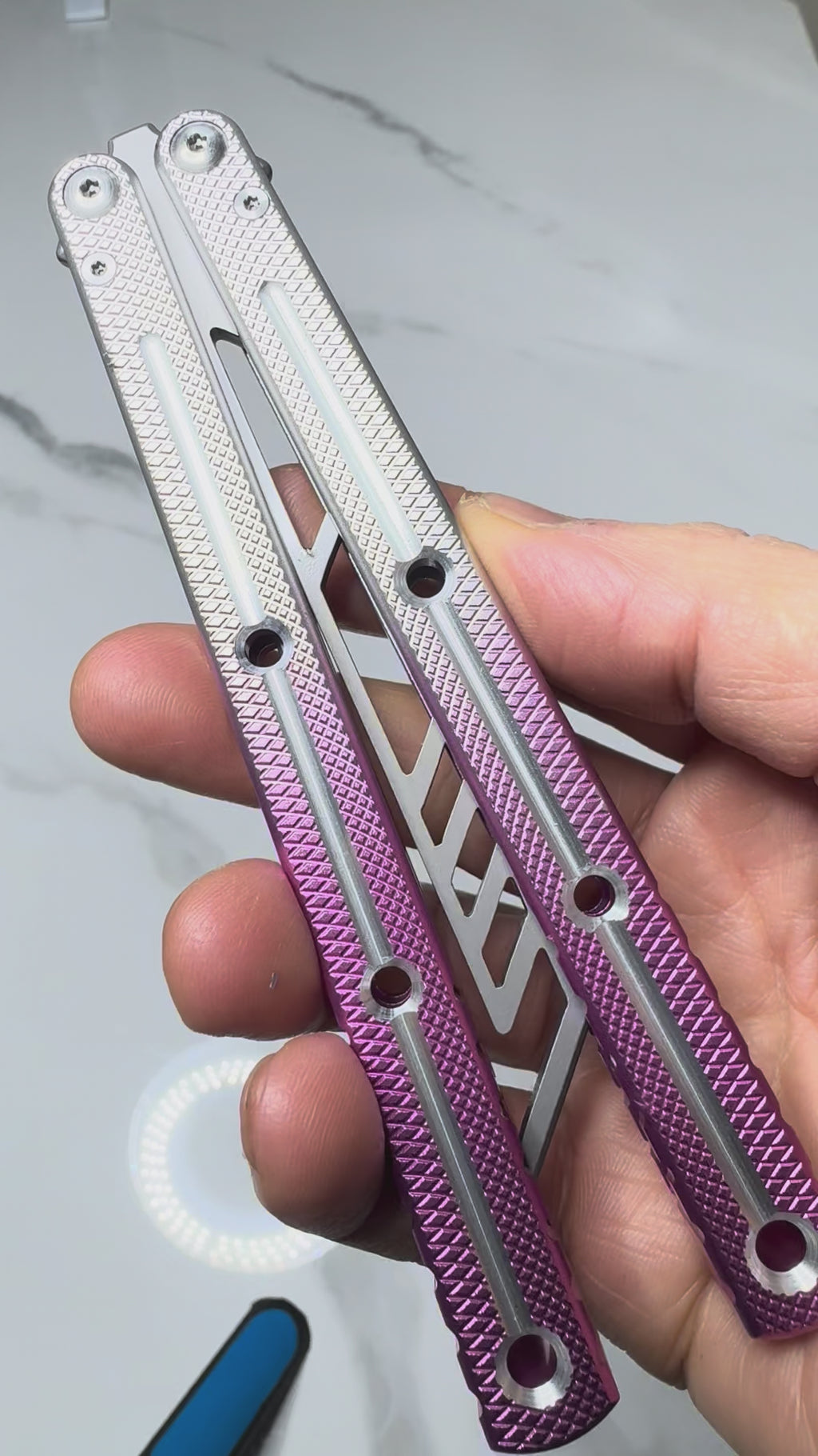 Butterfly Durable Balisong Trainer SEA-DRAGON Purple/Silver PREMIUM QUALITY Free Shipping