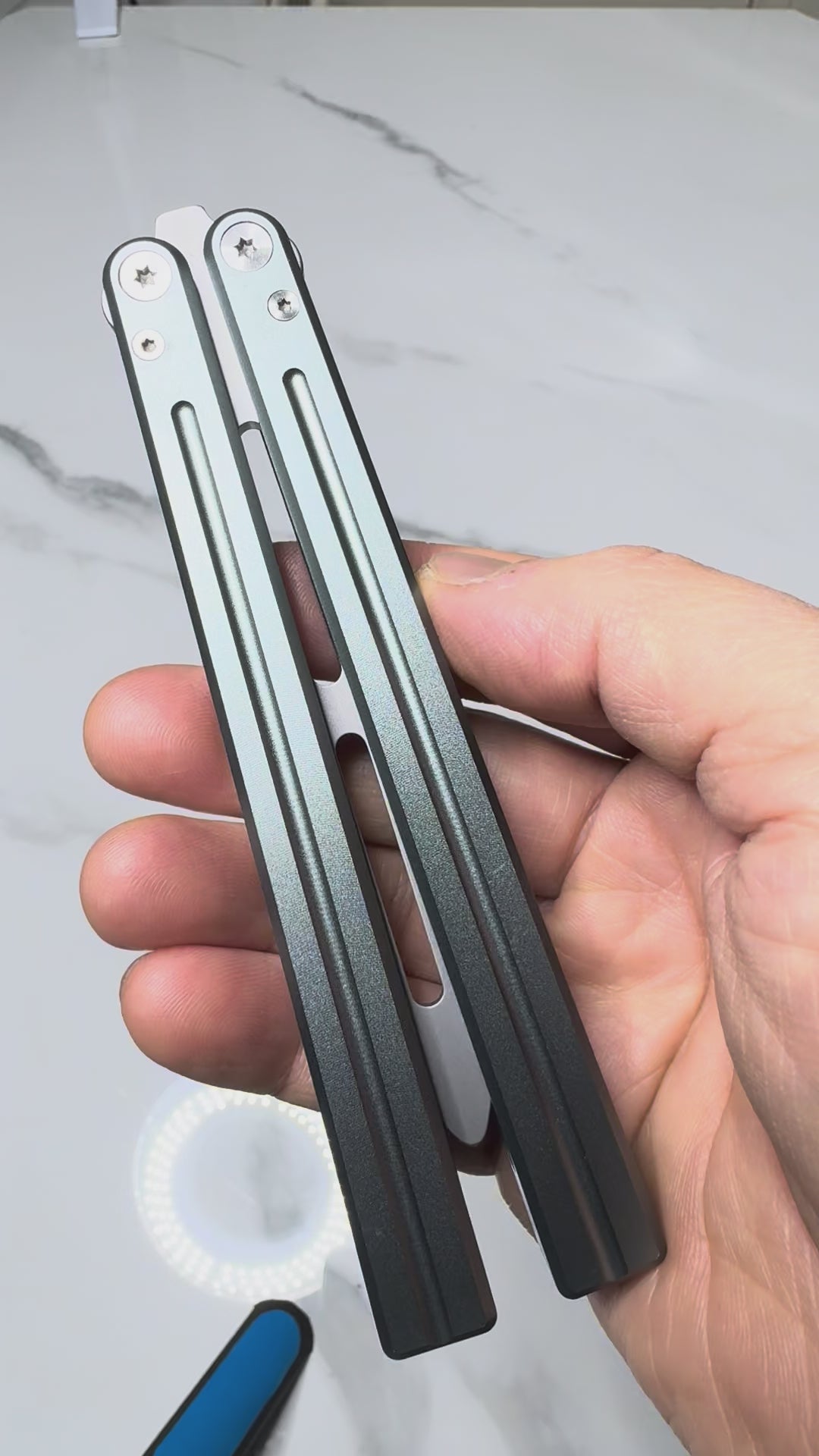 Butterfly BALISONG Trainer ALUMIS Grey Tip Silver  Blade PREMIUM Free Shipping