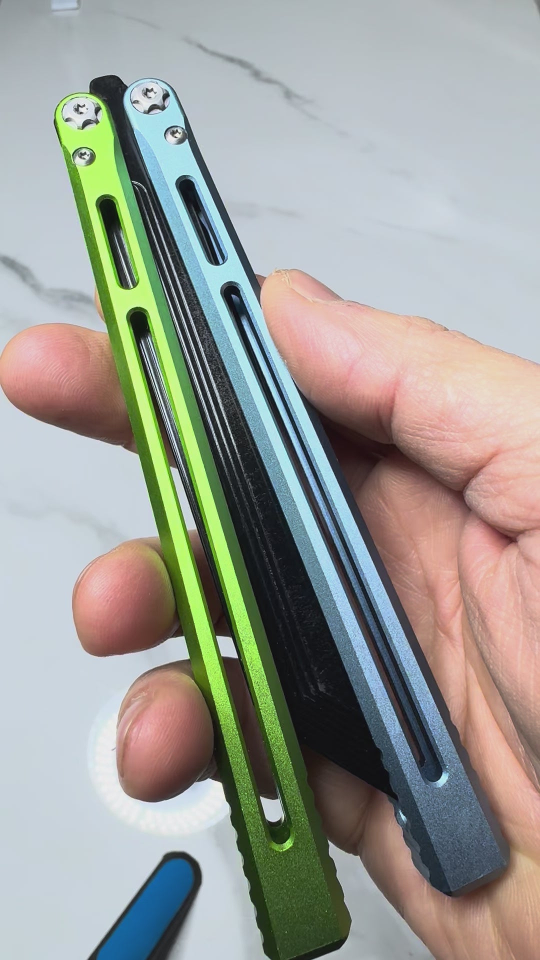 SEA SNAKE Full Aluminium Alloy Blue/Green Black blunt blade Safe Balisong Trainer PREMIUM QUALITY Free Fast Shipping
